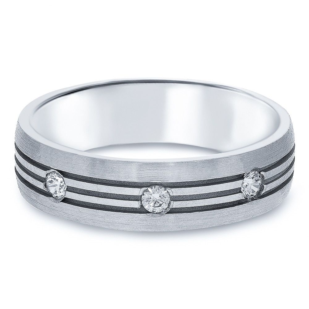 Pin Stripe & Diamond Wedding Ring Throughout Most Popular White Stripes Rings (View 8 of 15)