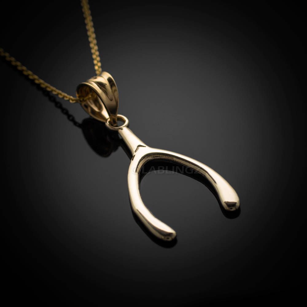 Polished Gold Wishbone Pendant Necklace (10k, 14k, Yellow, White, Rose Gold) Intended For Most Recently Released Polished Wishbone Necklaces (View 6 of 25)