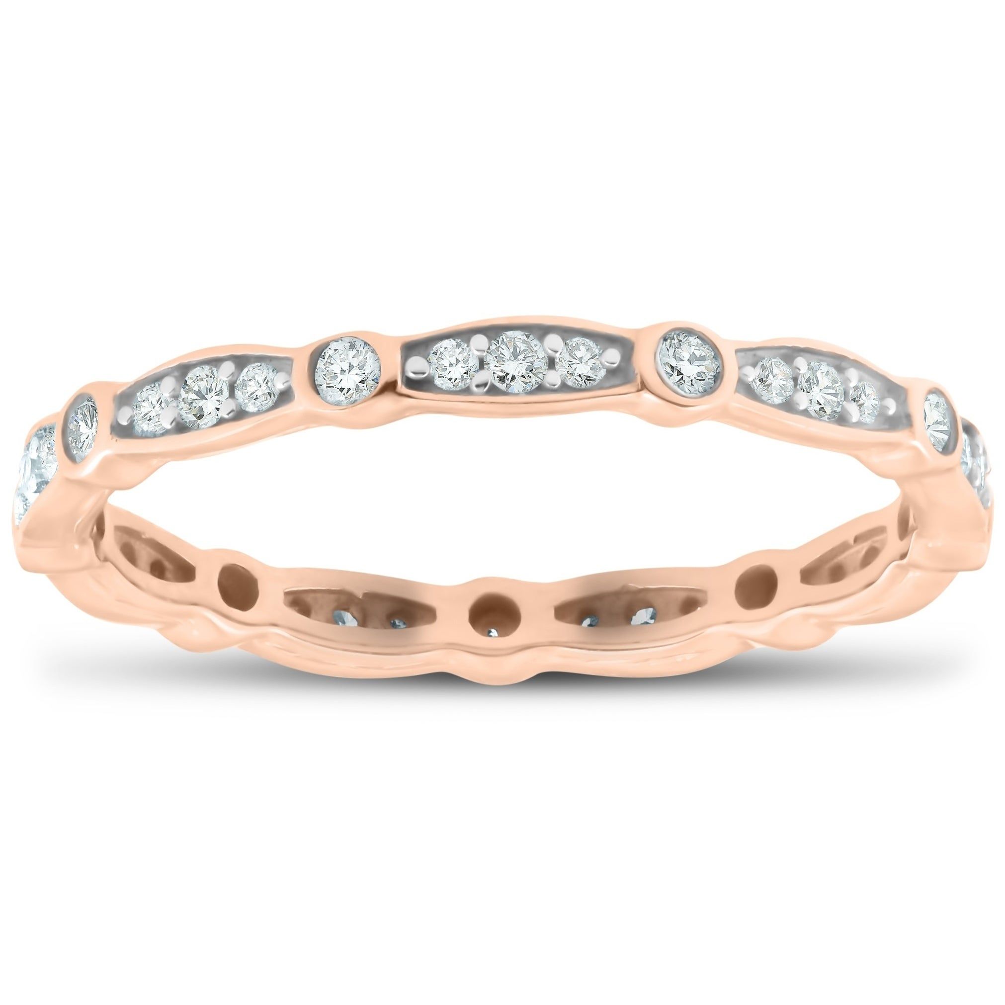 Pompeii3 14k Rose Gold 1/3 Ct Tdw Diamond Eternity Wedding Ring Stackable  Womens Anniversary Band Intended For Newest Diamond Anniversary Bands In Rose Gold (View 22 of 25)