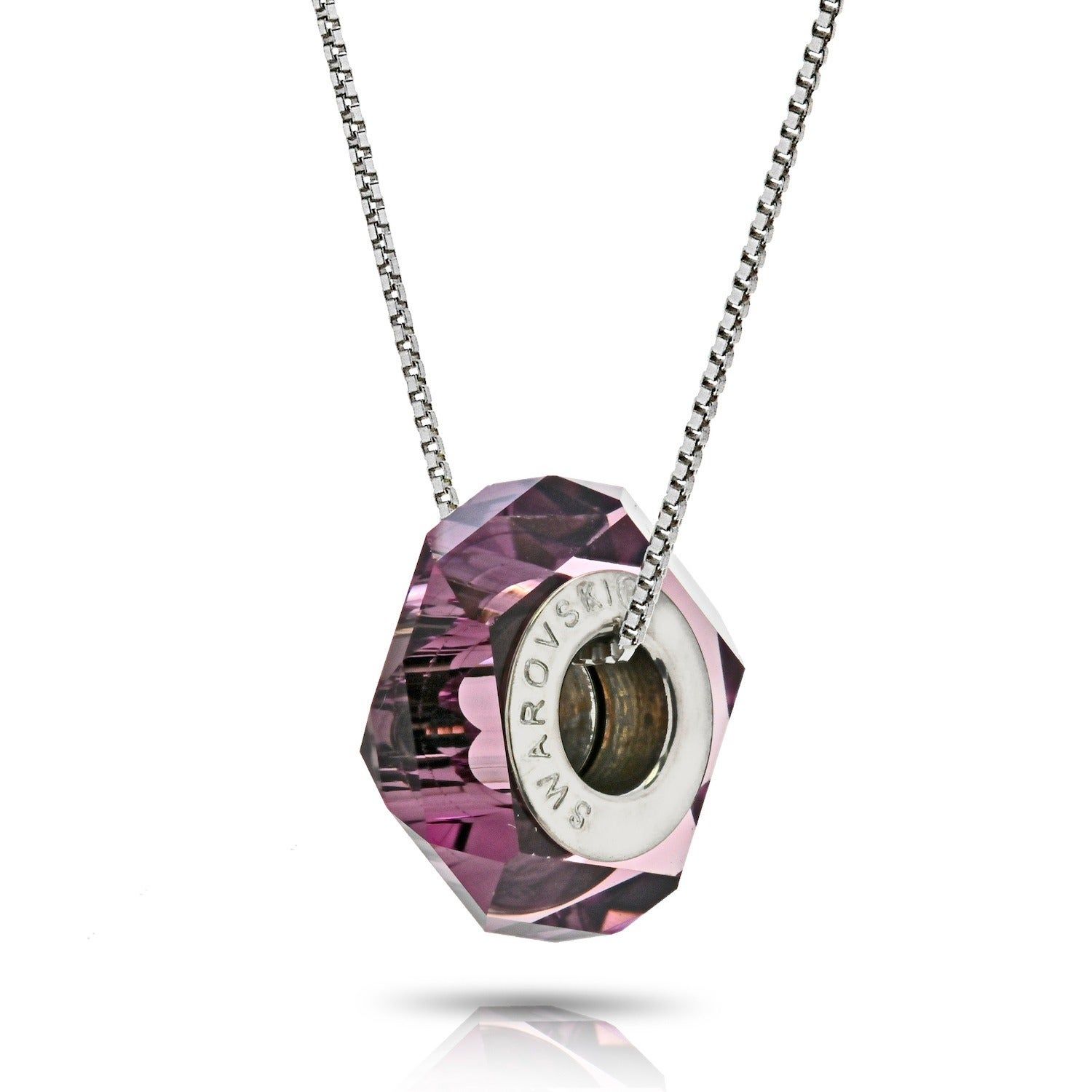 Pori Sterling Silver Austrian Crystal Amethyst Becharmed Fortune Chain  Necklace Inside Latest Shimmering Knot Locket Element Necklaces (View 18 of 25)