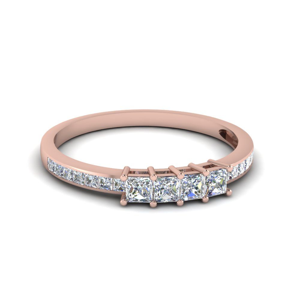 Princess Cut Channel Set Wedding Band Pertaining To Latest Diamond Channel Anniversary Bands In Rose Gold (View 2 of 25)