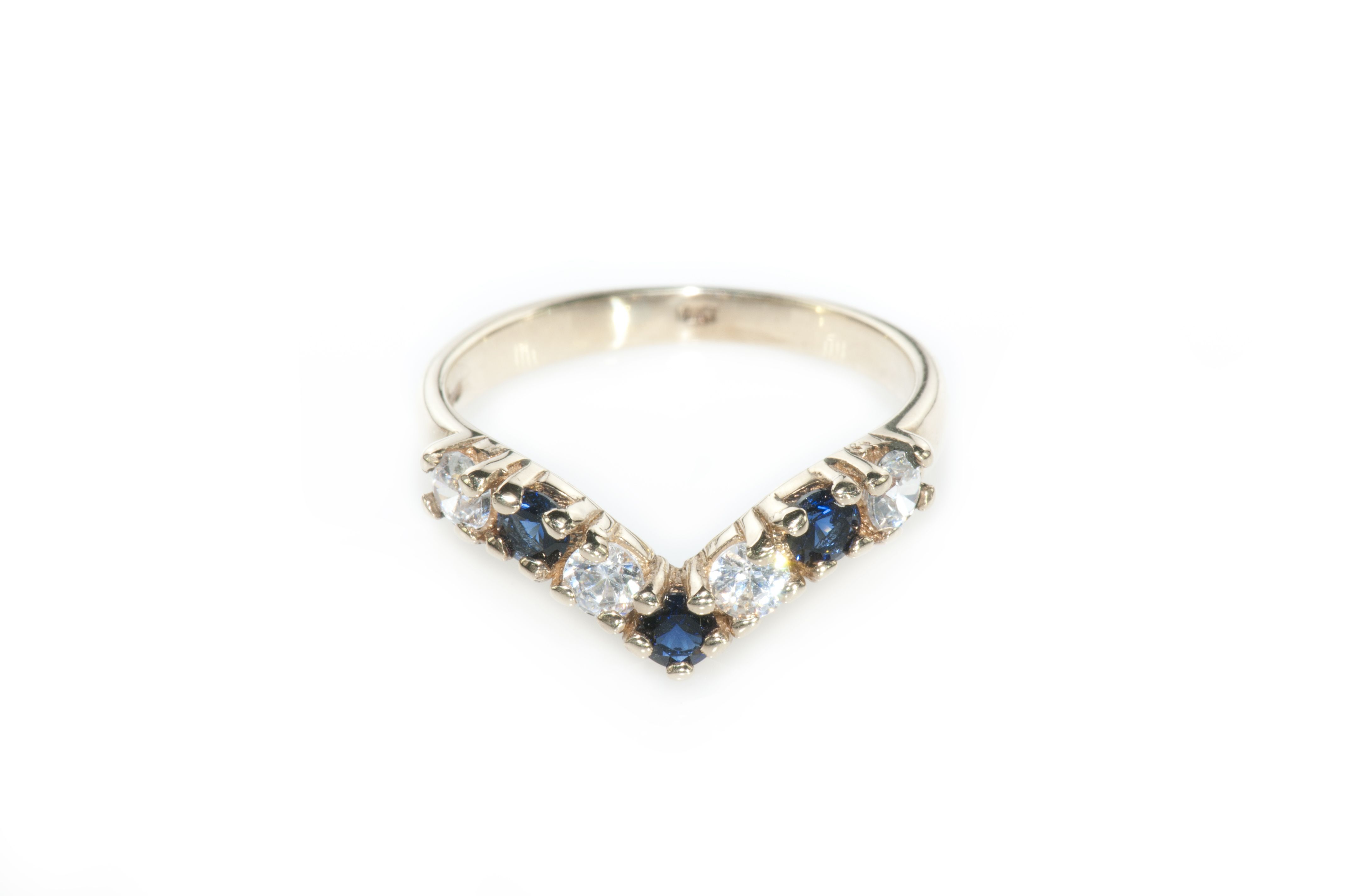 Princess Diadem – Vintage Gold Sapphire & Zircons Ring (View 12 of 25)