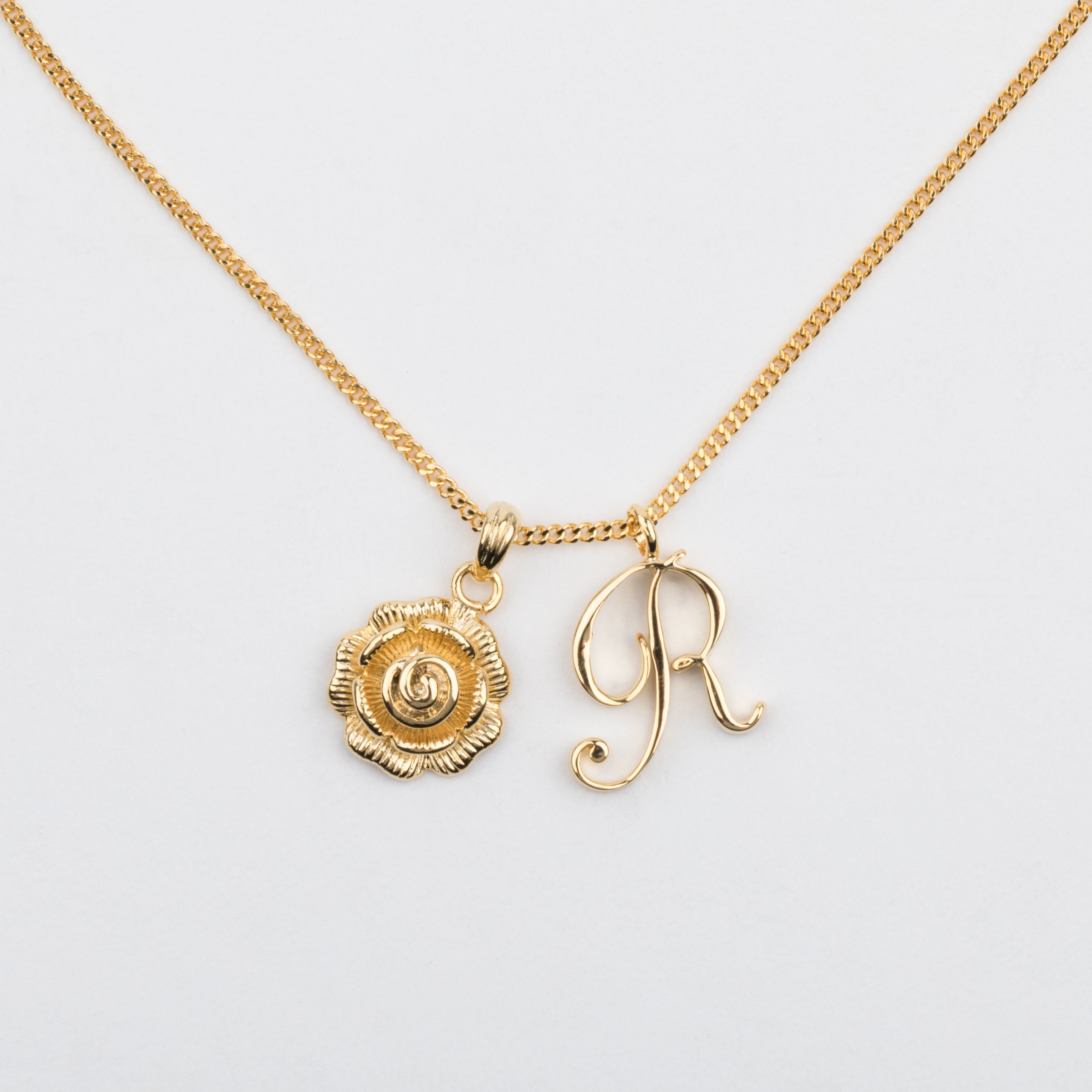 R Initial Necklace With Rose Pendant In 2019 | My Closet | Initial Intended For Most Up To Date Letter N Alphabet Locket Element Necklaces (View 9 of 25)
