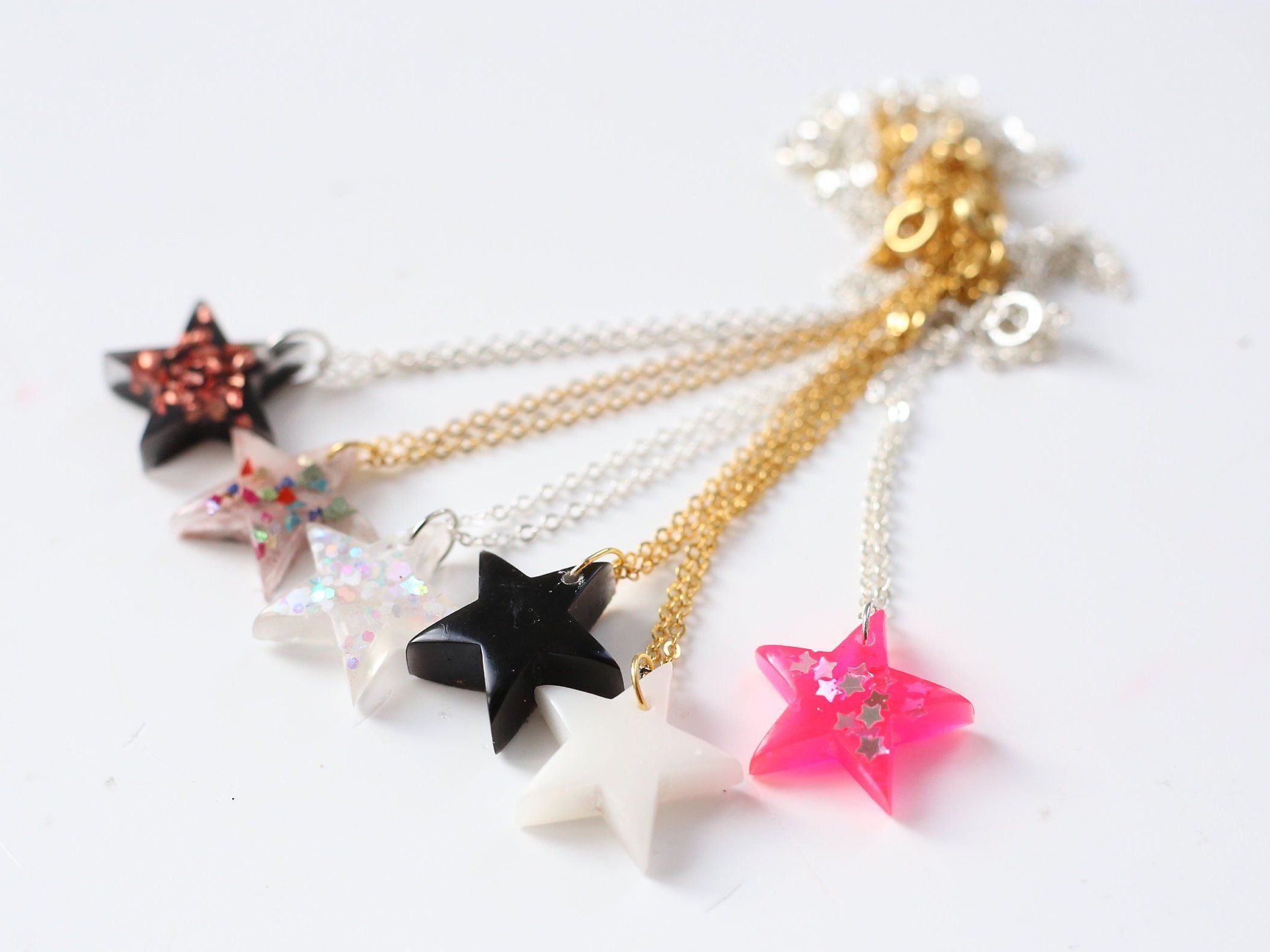 Resin Star Charm Necklace In Current Polished Moon &amp; Star Pendant Necklaces (View 21 of 25)
