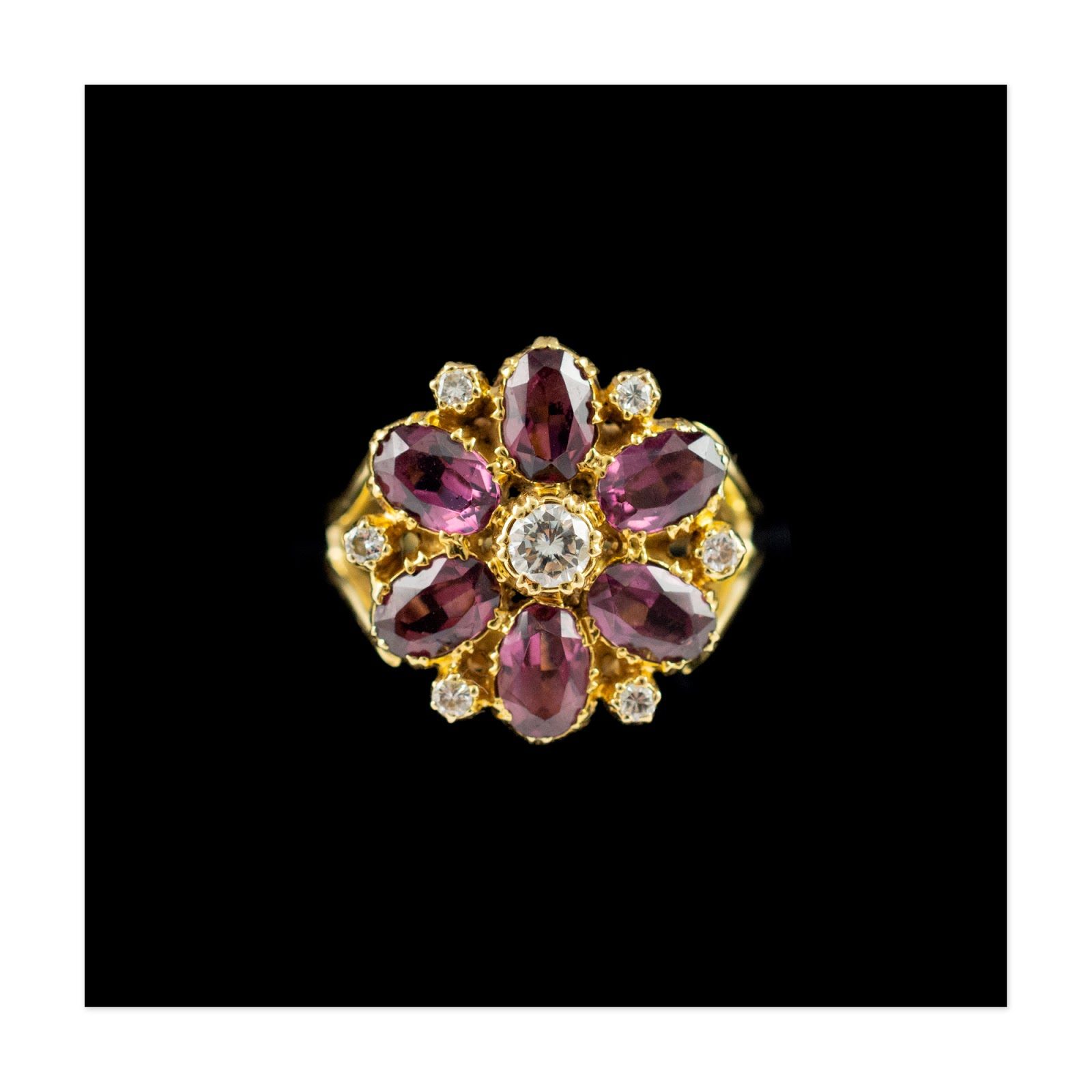 Rhodolite & Diamond Daisy Flower Ring Within Most Up To Date Sparkling Daisy Flower Rings (Photo 25 of 25)