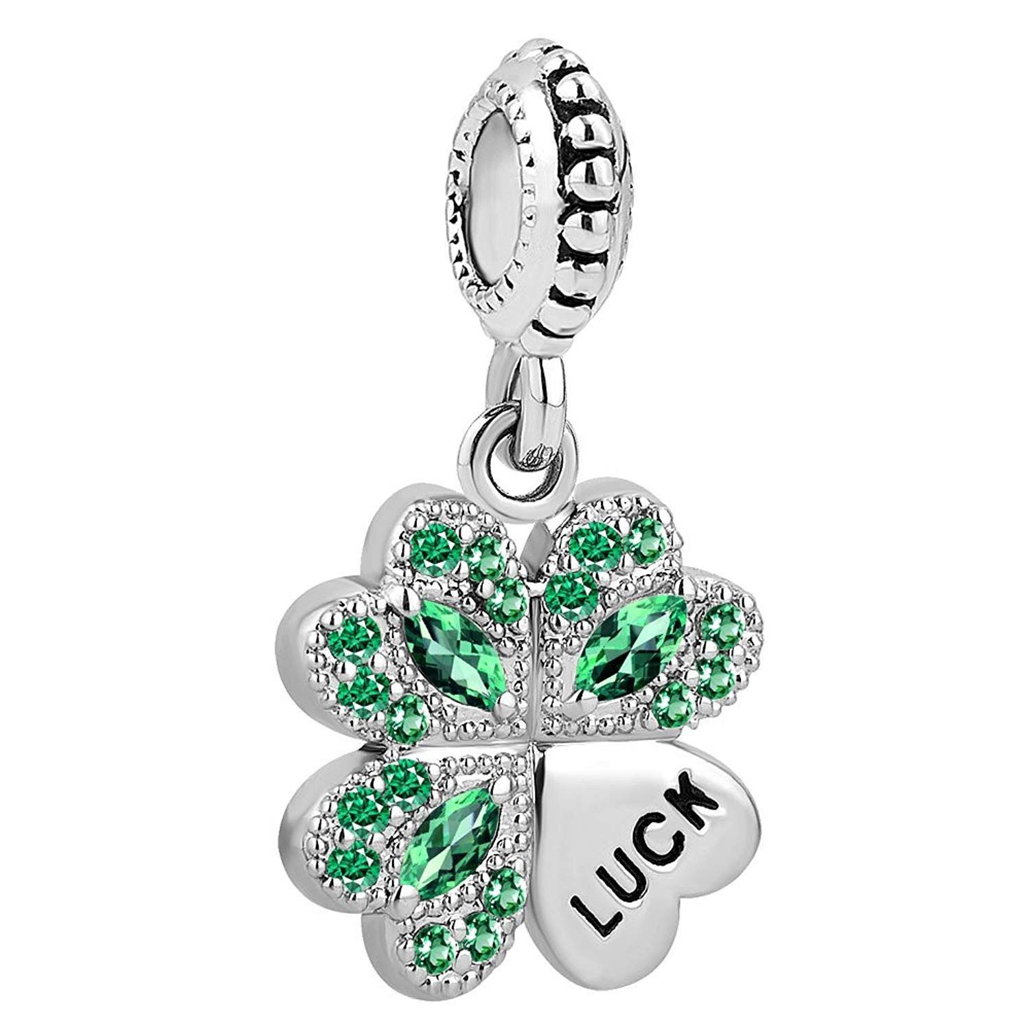 Roy Lopez Green Good Luck Four Leaf Clover Dangle Charms Bead For With Regard To 2020 Lucky Four Leaf Clover Dangle Charm Necklaces (View 5 of 25)