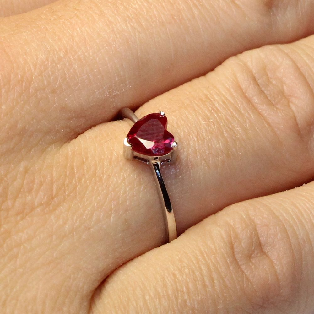 Ruby Heart Ring – Cubic Zirconia Red – The Silver Ring Inside Most Recently Released Sparkling Red Heart Rings (View 5 of 25)