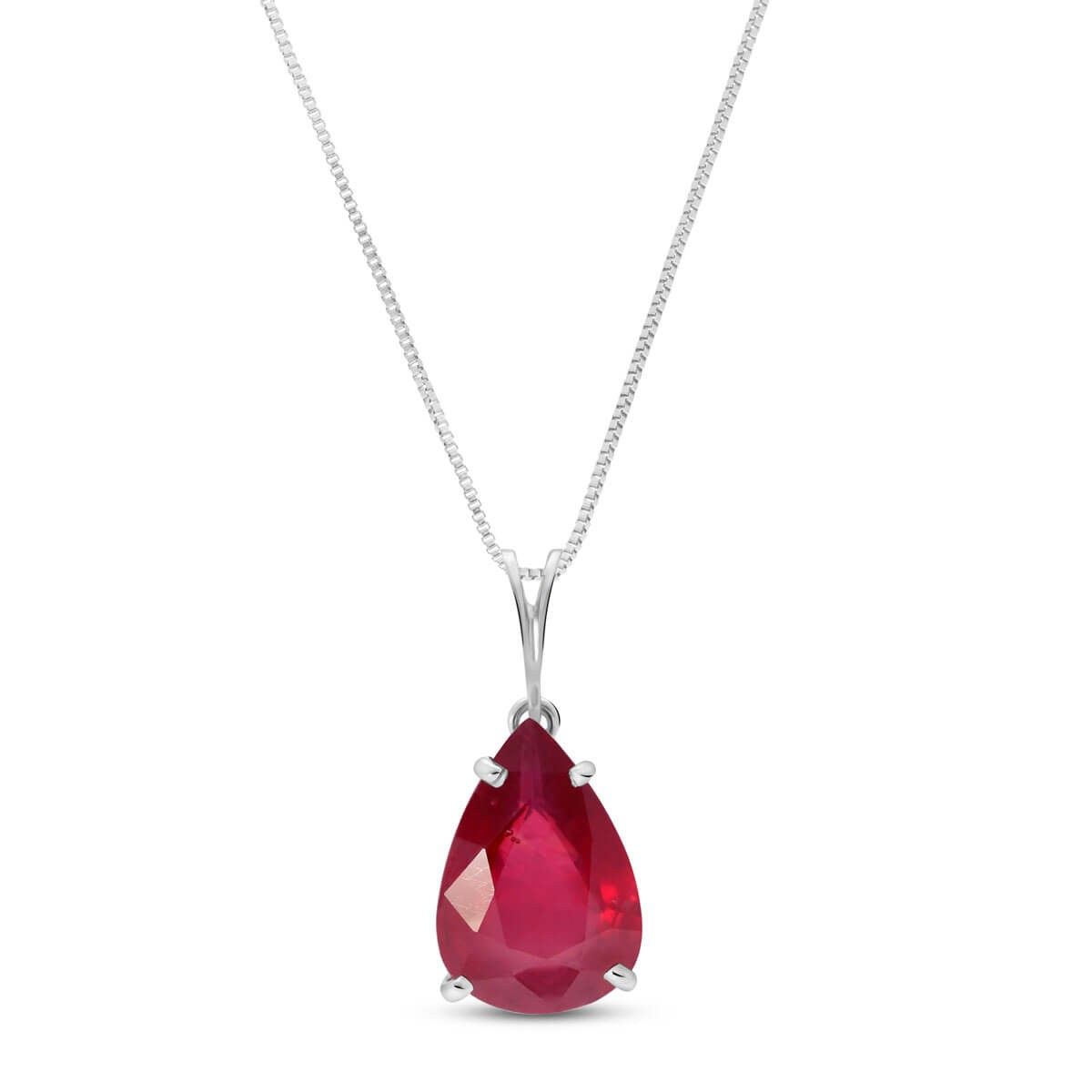 Ruby Pear Drop Pendant Necklace 5 Ct In 9ct White Gold Regarding Latest November Droplet Pendant Necklaces (View 13 of 25)
