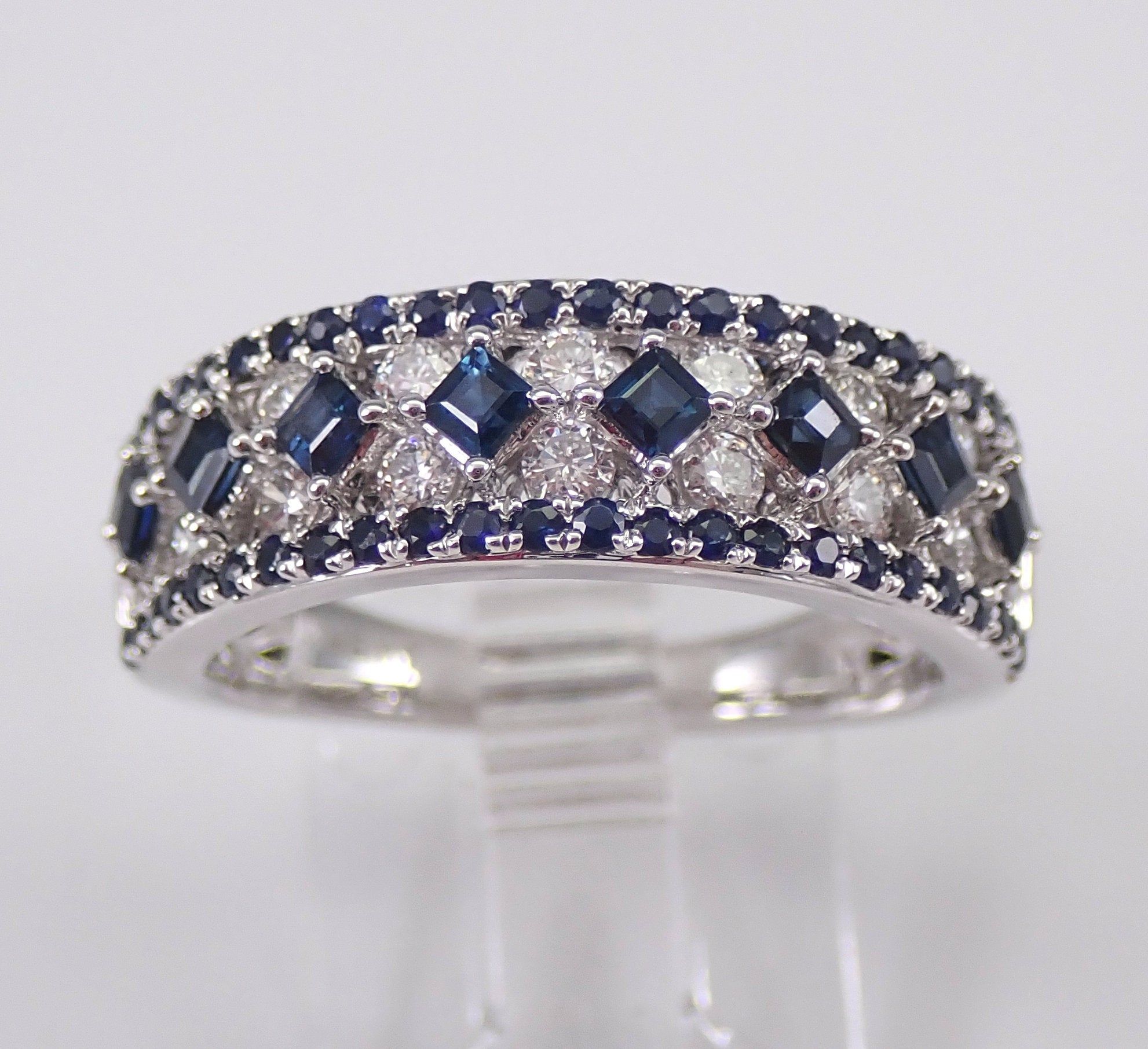 Sapphire And Diamond Wedding Ring Princess Cut For 2019 Princess Cut And Round Diamond Anniversary Bands In White Gold (View 17 of 25)