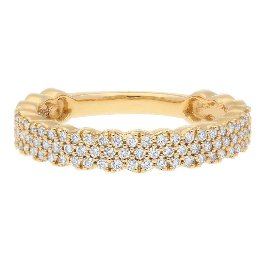 Sereena Band With Three Rows Of Diamonds In 14k Yellow Gold For Recent Diamond Three Row Collar Anniversary Bands In White Gold (View 14 of 25)