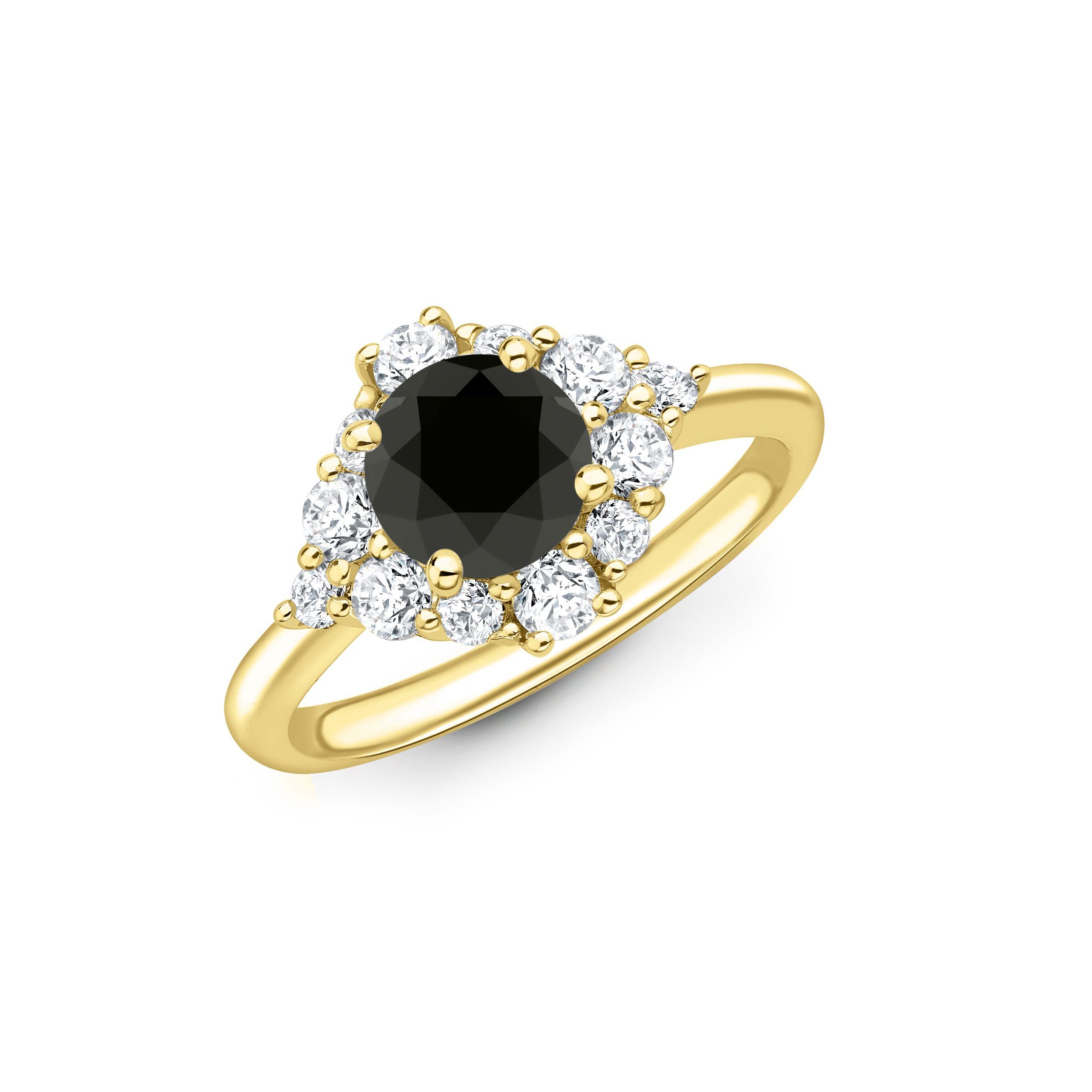 Shop For Sparkling Cluster Style Halo Engagement Ring With Black Diamond |  Abelini™ In Most Recently Released Sparkling Halo Rings (View 9 of 25)