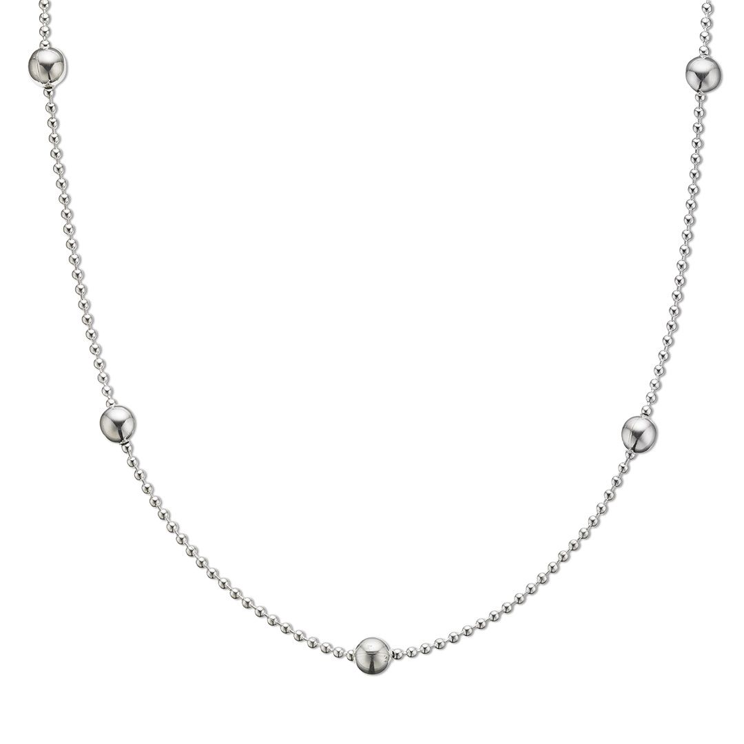 Silver Bead With Balls Chain 65cm In Most Current Silver Chain Necklaces (View 12 of 25)