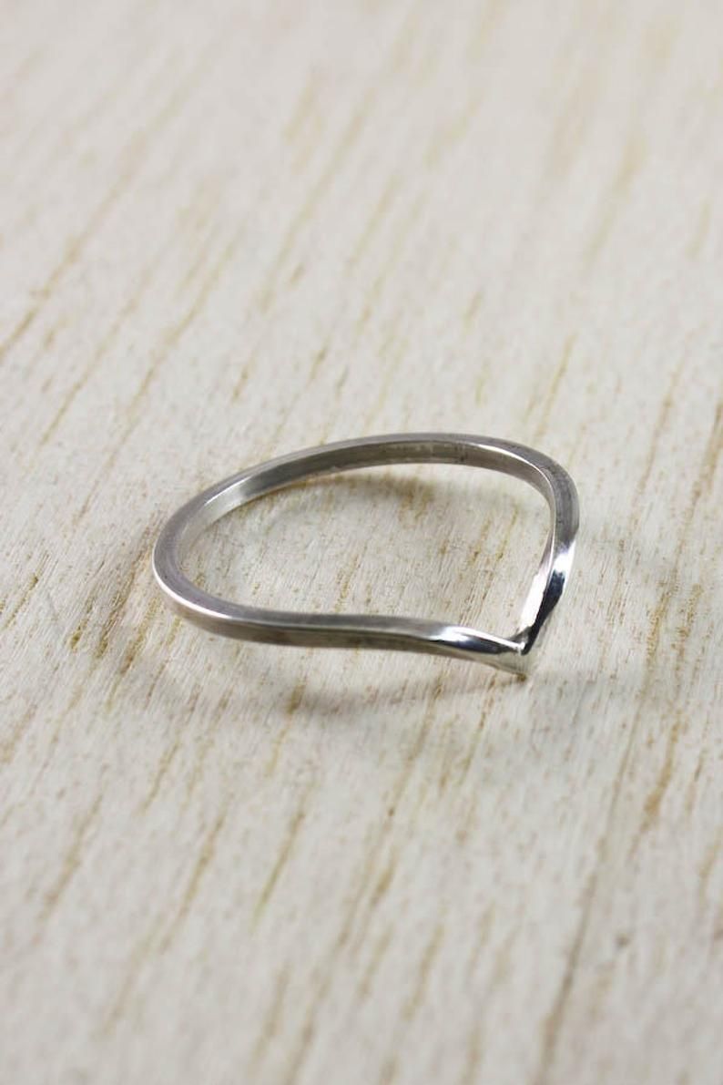 Silver Chevron Ring, Silver Wishbone Ring, Simple Ring, Thin Wishbone Ring,  Silver Stacking Ring, Pointed Silver Band, Skinny Stacking Ring Throughout Recent Classic Wishbone Rings (View 15 of 25)
