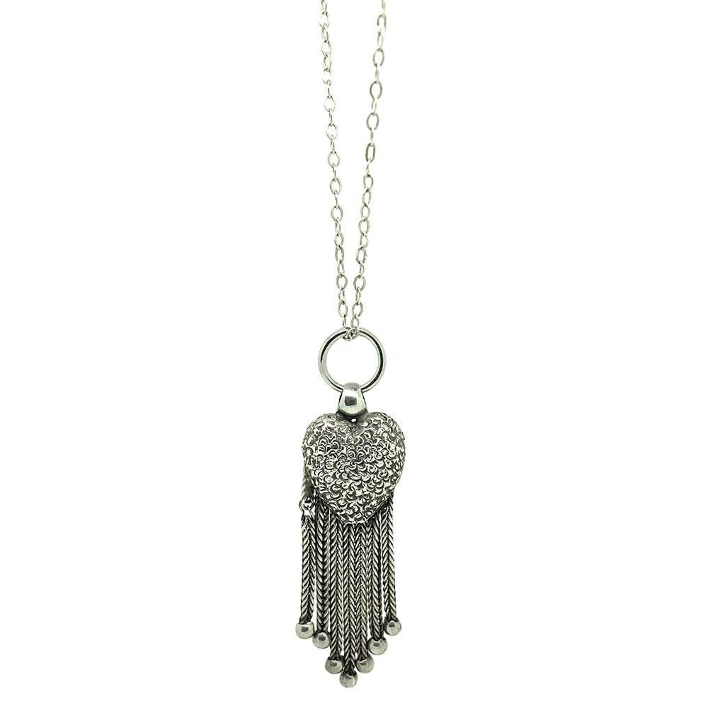 Silver Heart Necklace | Antique Victorian Heart Pendant | Heart Tassel  Necklace | Victorian Charm Necklace | Silver Fob Charm Regarding Best And Newest Ornate Hearts Tassel Necklaces (View 5 of 25)
