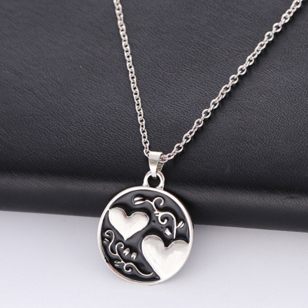 Silver Love Heart Pendant Necklace Engrave Sister Matching Circle Inside Most Recent Family Tree Heart Pendant Necklaces (View 17 of 25)
