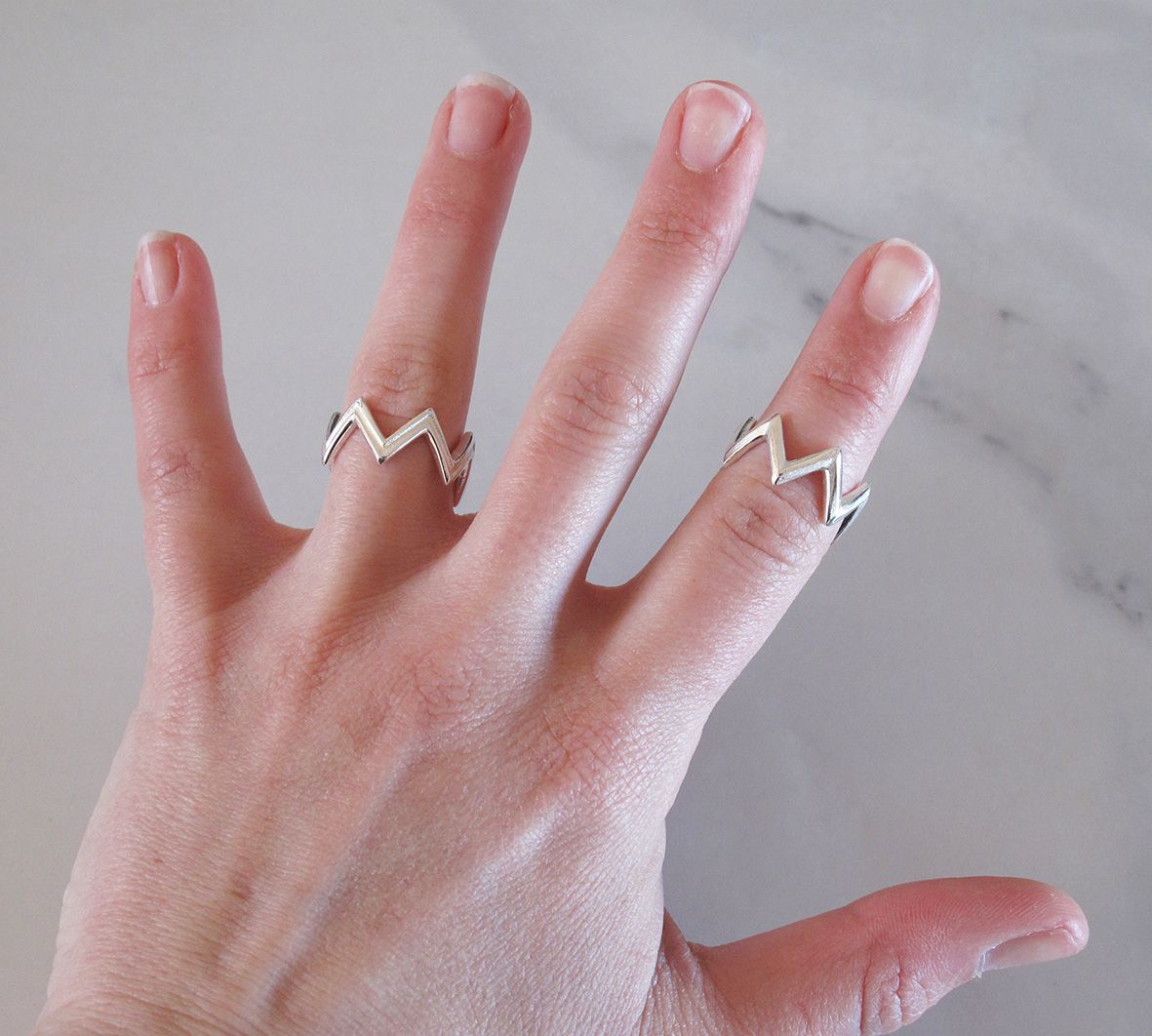 Silver Zigzag Twin Ring Set Throughout Most Current Polished Zigzag Rings (View 24 of 25)
