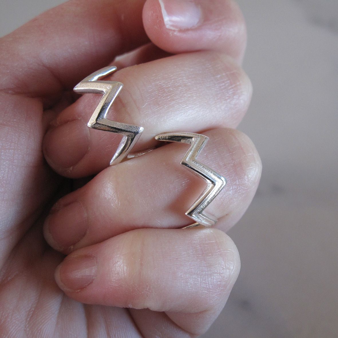 Silver Zigzag Twin Ring Set With 2017 Polished Zigzag Rings (View 2 of 25)