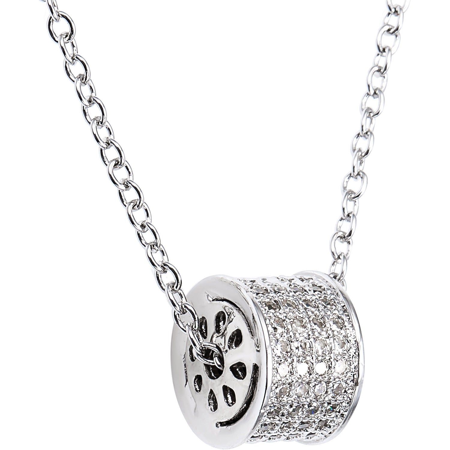 Simon Frank Silver Overlay Pave Infinity Cz Barrel Necklace Inside 2020 Pavé Star Locket Element Necklaces (View 20 of 25)