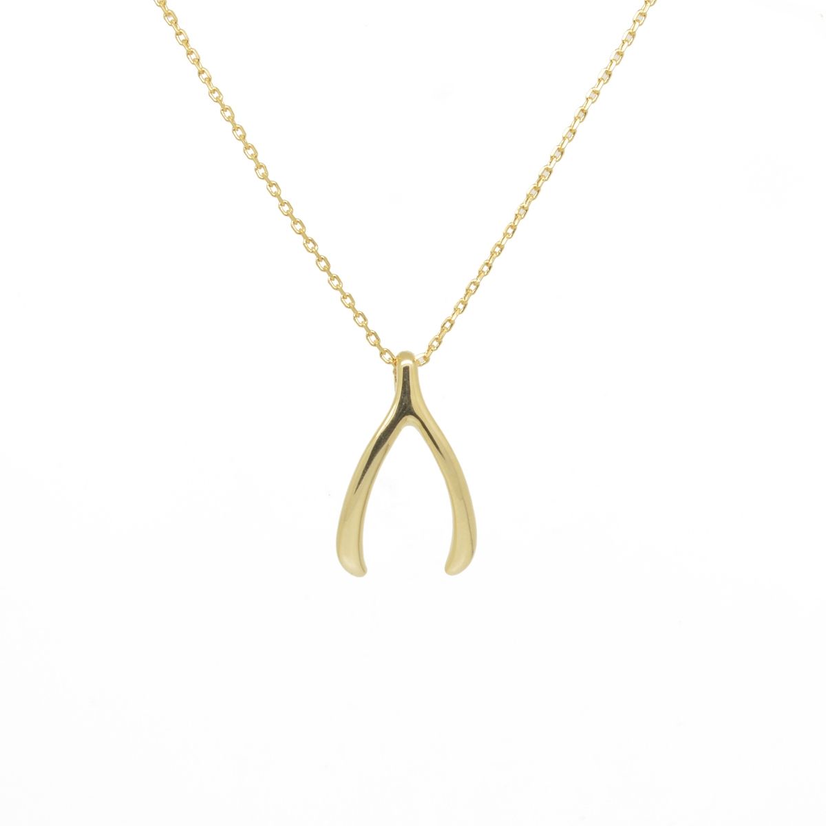 Small Wishbone Necklace In 14k Gold Plate Pertaining To Latest Polished Wishbone Necklaces (View 5 of 25)