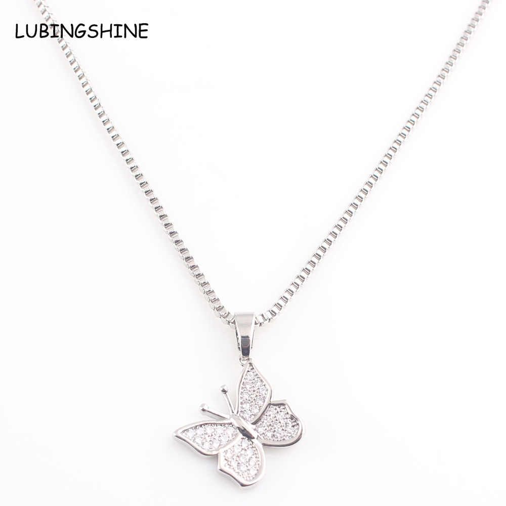 Smjel Romantic Double Butterfly Necklace Collares Stainless Steel With Most Recent Pink Pavé Butterfly Collier Necklaces (View 1 of 25)