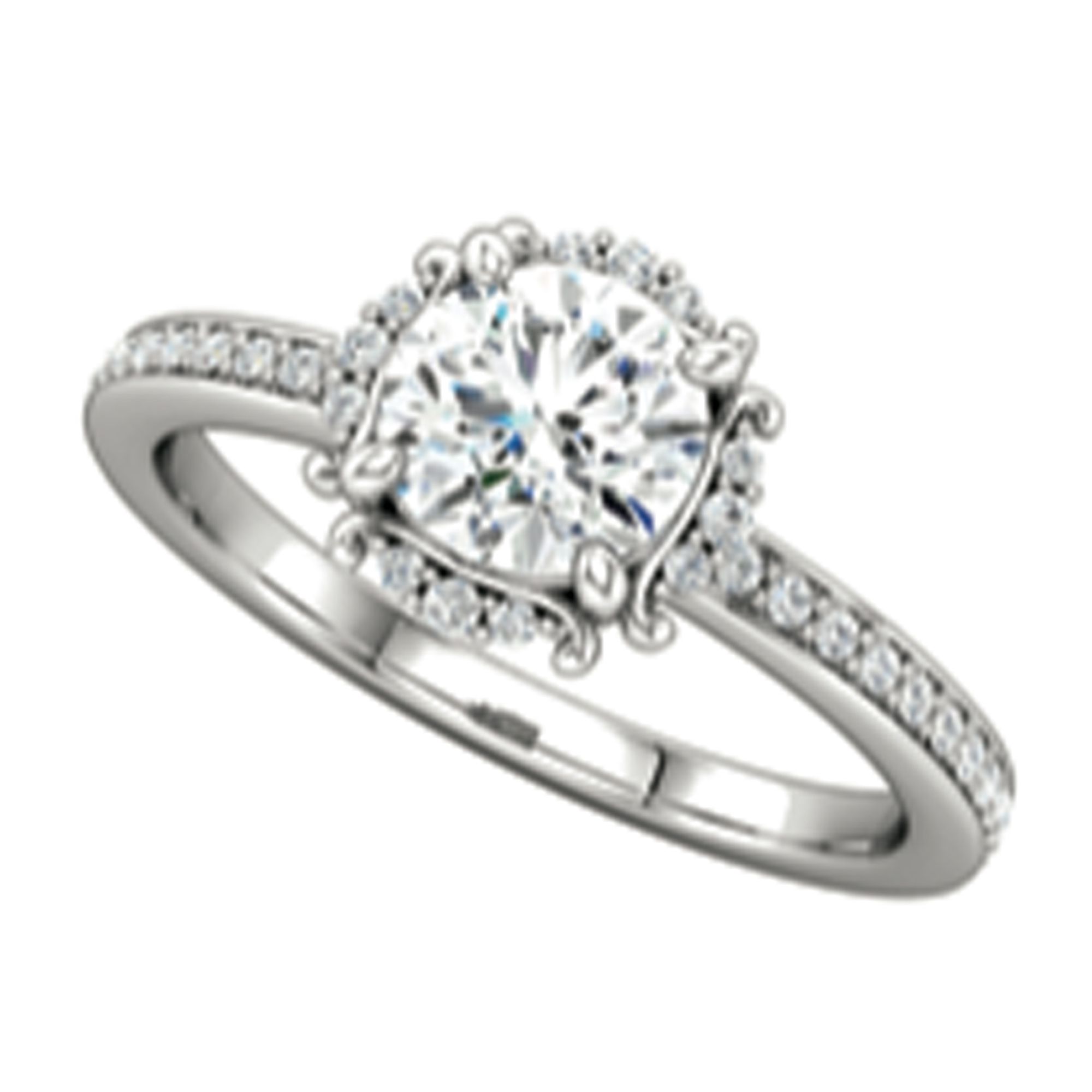 Sparkle Cut Diamonds – Scalloped Halo Engagement Ring | Platinum Pertaining To Best And Newest Square Sparkle Halo Rings (View 23 of 25)