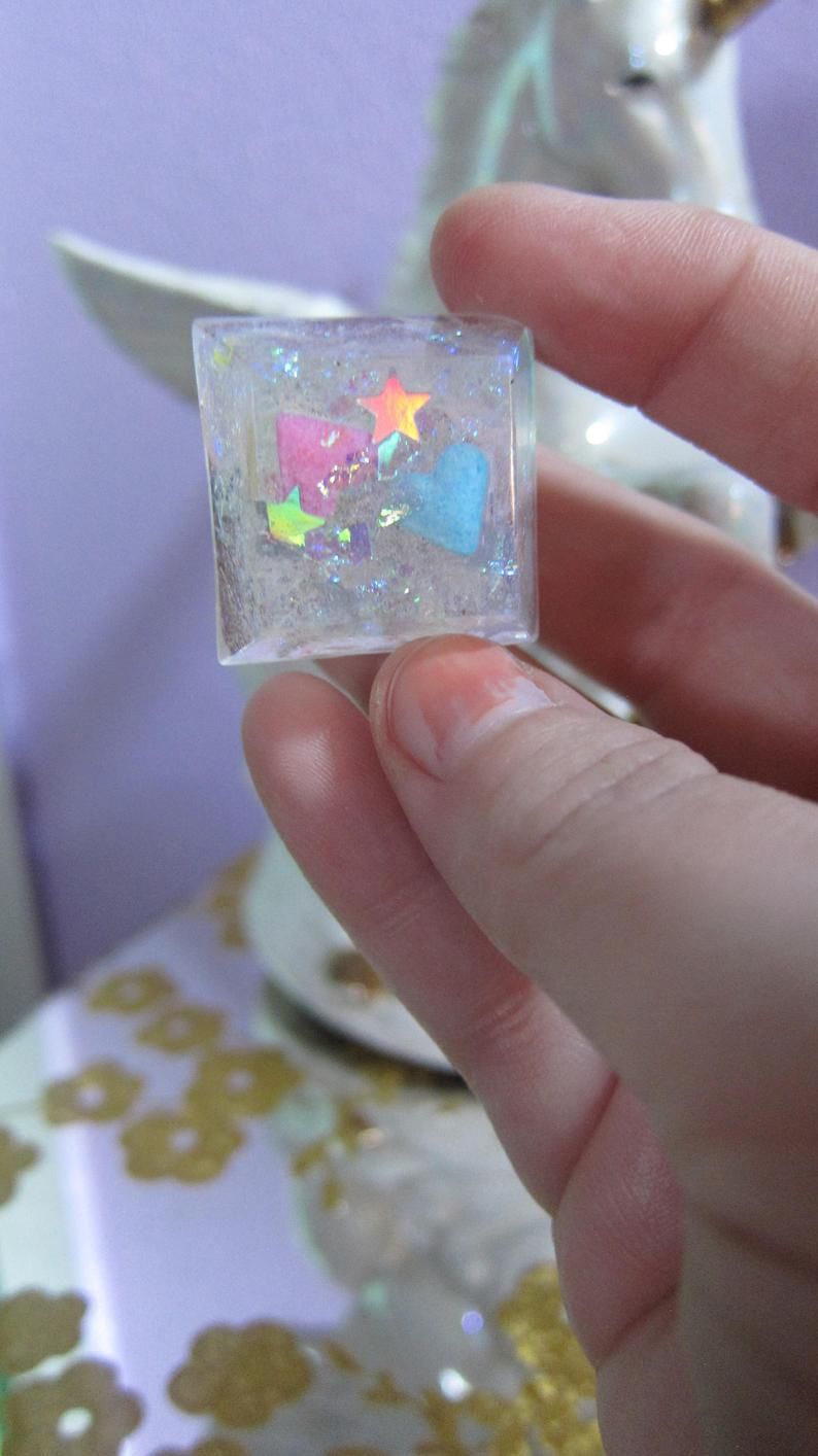 Sparkle Rainbow Gems Candy Hearts Holographic Star Glitter Epoxy Resin Ring  Kawaii Candy Jewelry Rainbow Gift Within 2018 Sparkle &amp; Hearts Rings (View 18 of 25)