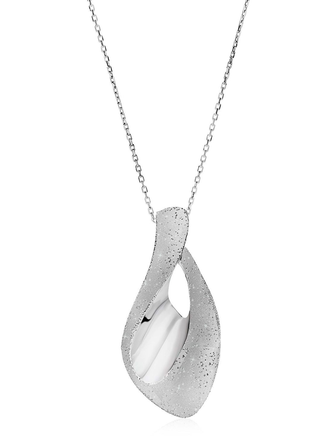 Sparkle Textured Teardrop Motif Necklace In Sterling Silver Intended For Latest Sparkling Teardrop Chandelier Pendant Necklaces (Photo 25 of 25)