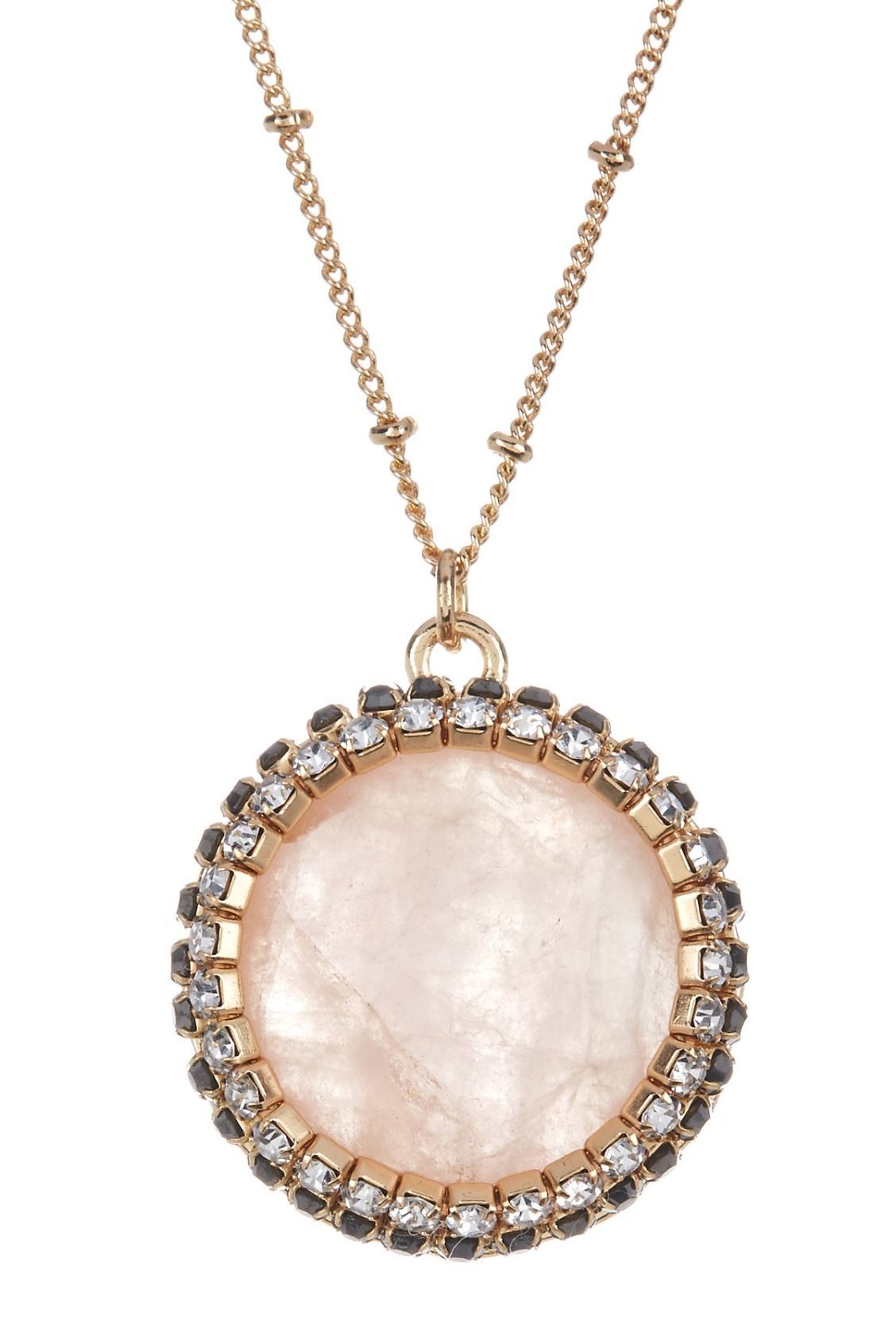 Sparkling Sage Crystal Framed Circle Stone Pendant Necklace | Gems In Current Sparkling Stones Pendant Necklaces (View 1 of 25)