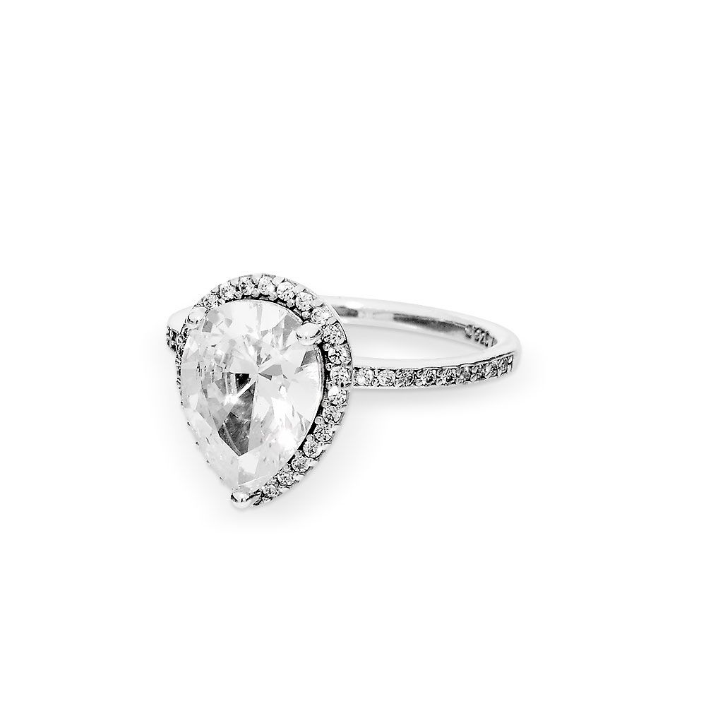 Sparkling Teardrop Halo Ring For Best And Newest Sparkling Teardrop Halo Rings (View 1 of 25)