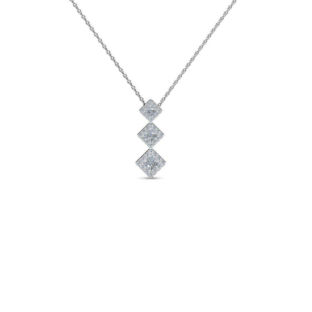 Square Diamond Drop Pendant Necklace In Recent Sparkling Square Halo Pendant Necklaces (View 20 of 25)