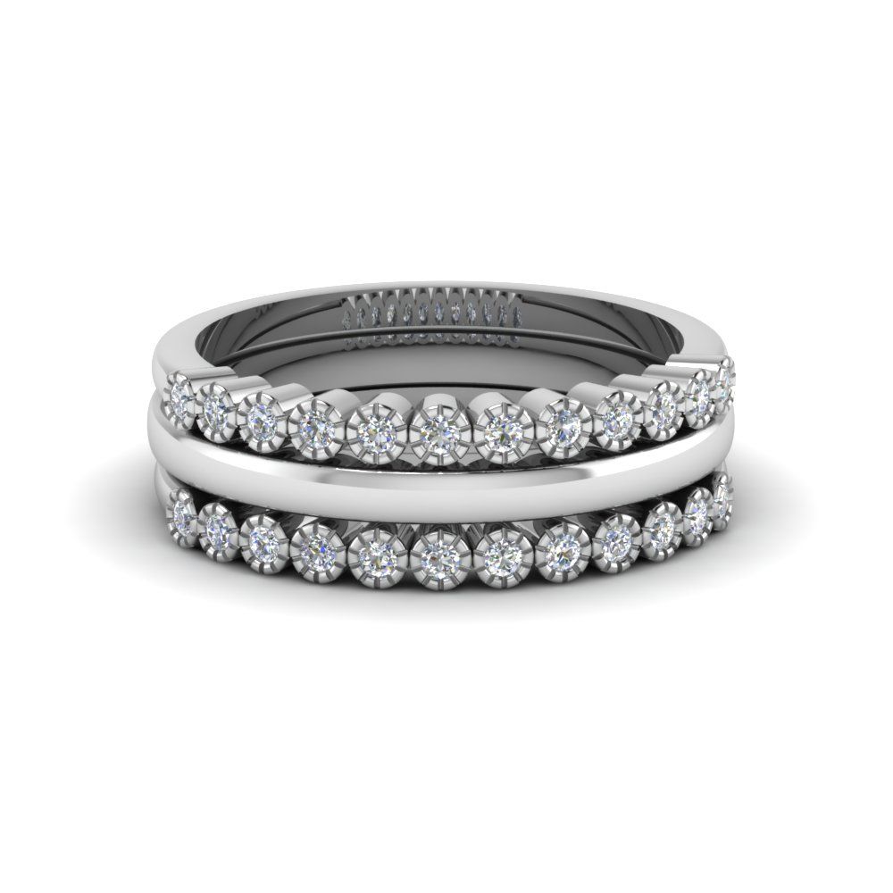 Stackable Diamond Milgrain Wedding Ring In Latest Diamond And Milgrain Anniversary Bands In White Gold (View 1 of 25)