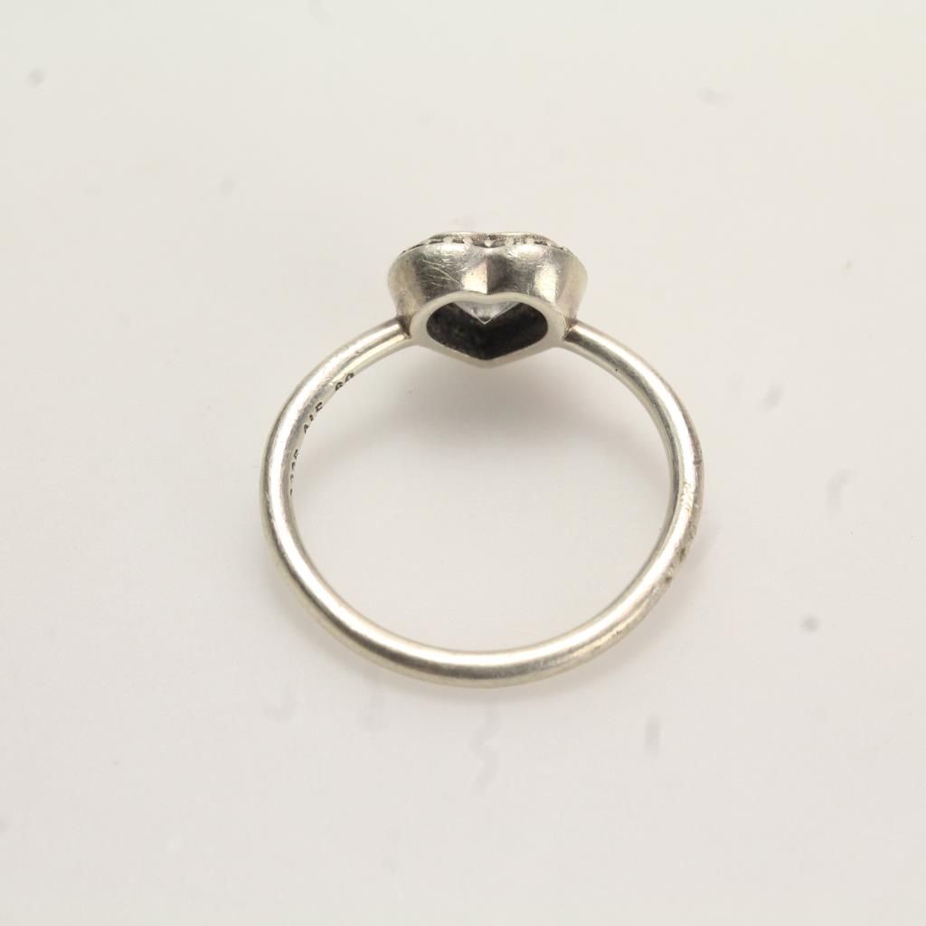 Sterling Silver 3.01g Heart Shaped Pandora Ring With Clear Stone Within Latest Heart Shaped Pandora Logo Rings (Photo 25 of 25)