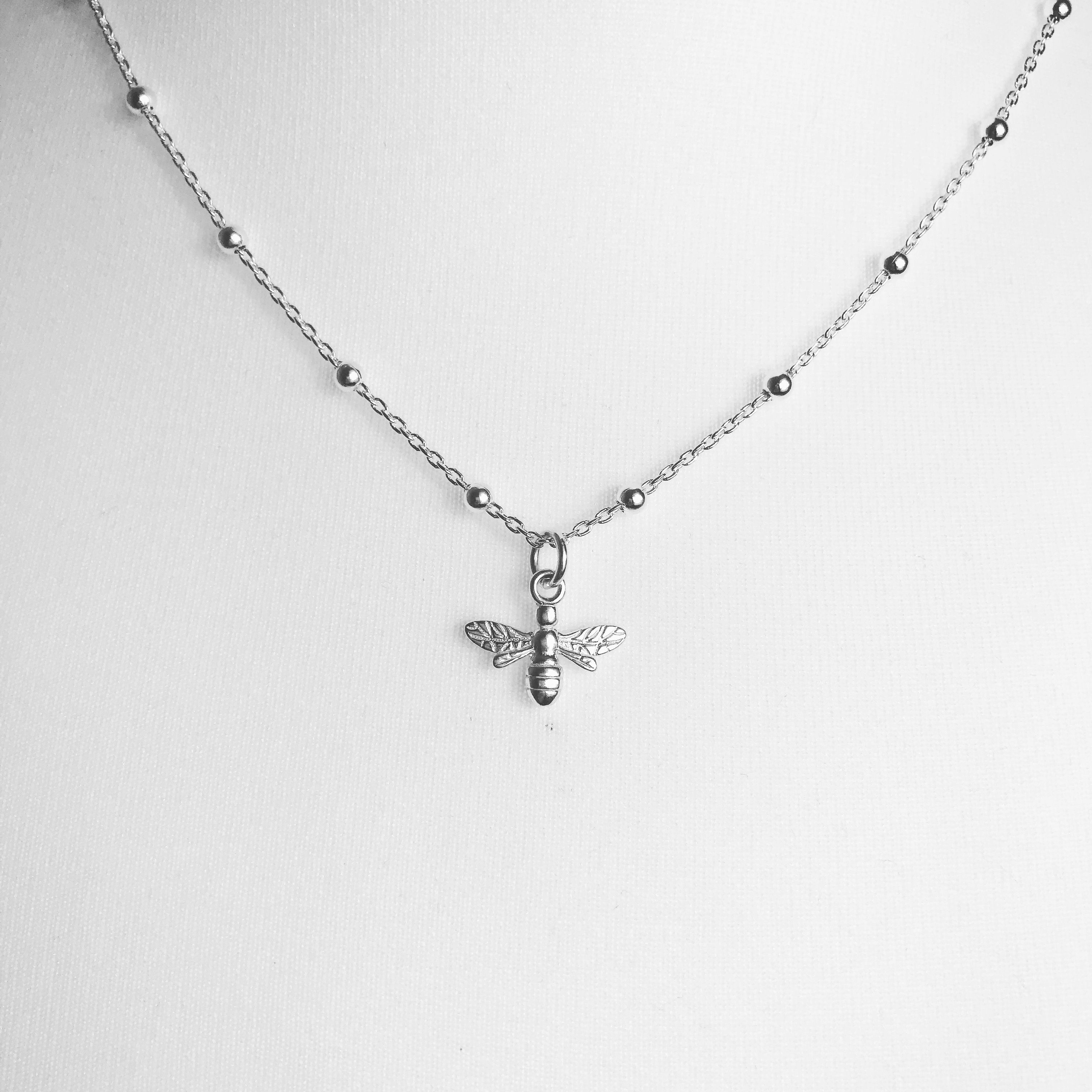 Sterling Silver Bee Necklace On Bobble Chain Regarding Most Recent Classic Cable Chain Necklaces (View 6 of 25)