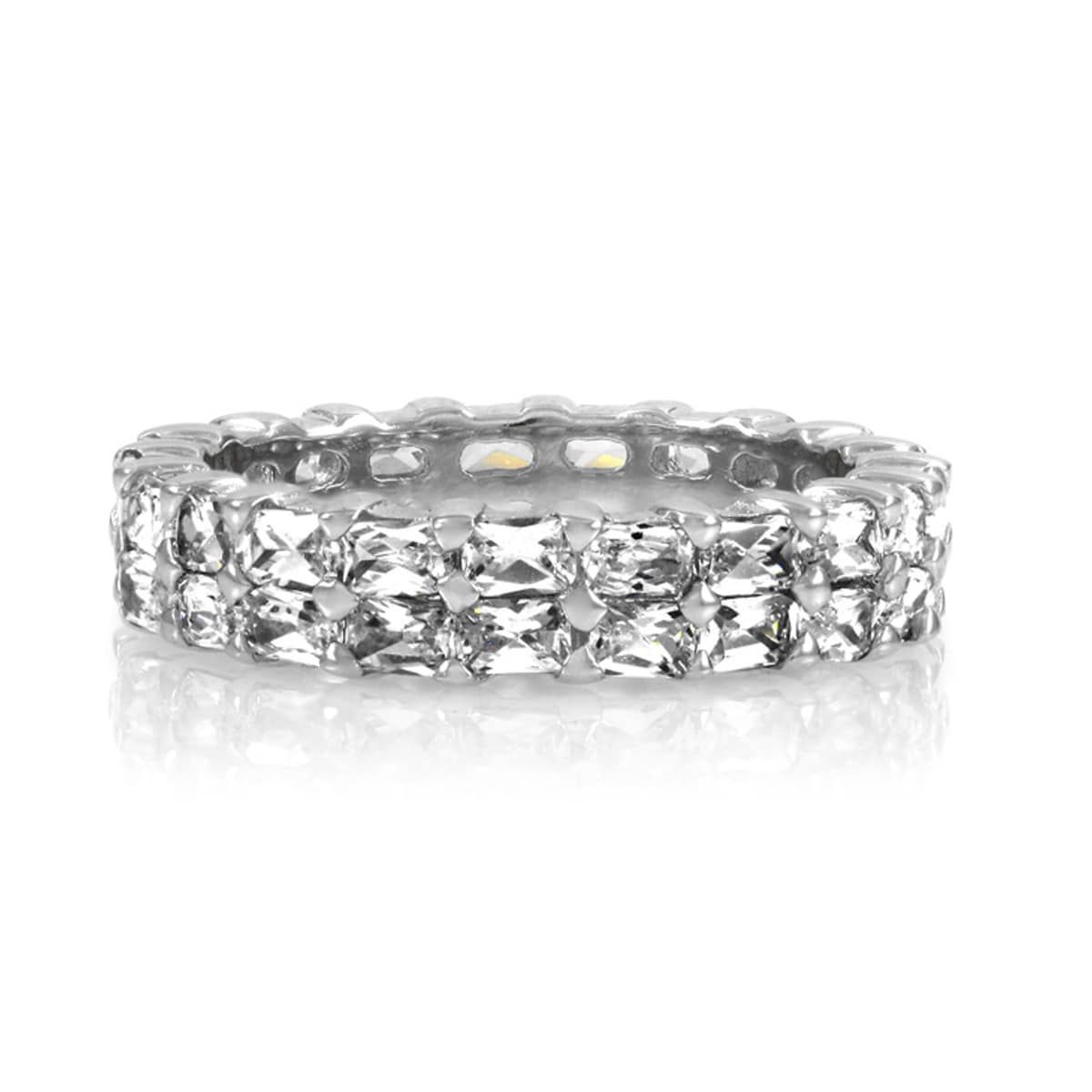 Sterling Silver Double Row Emerald Cut Eternity Band (4 Regarding Best And Newest Diamond Two Row Anniversary Bands In Sterling Silver (View 4 of 25)