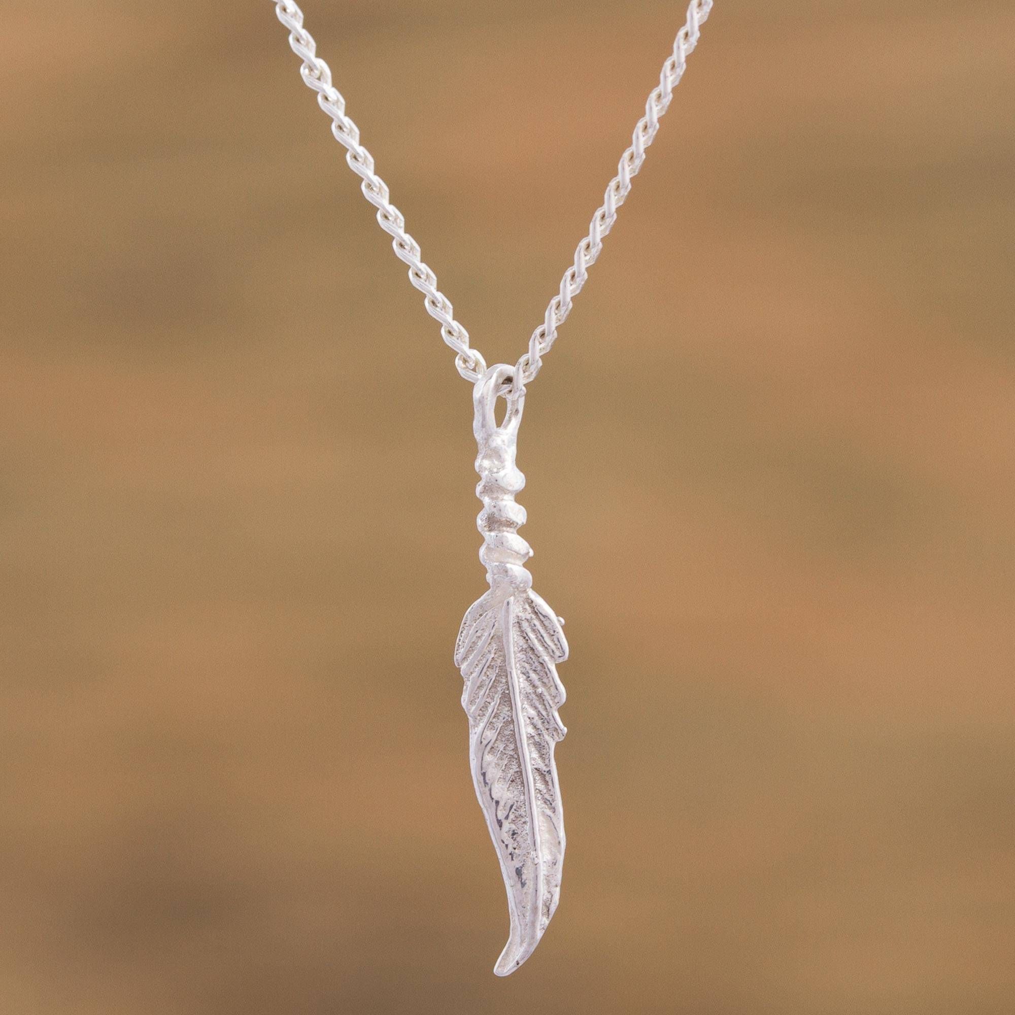 Sterling Silver Feather Pendant Necklace From Mexico, 'beautiful Feather' Regarding Most Current Shimmering Feather Pendant Necklaces (View 4 of 25)