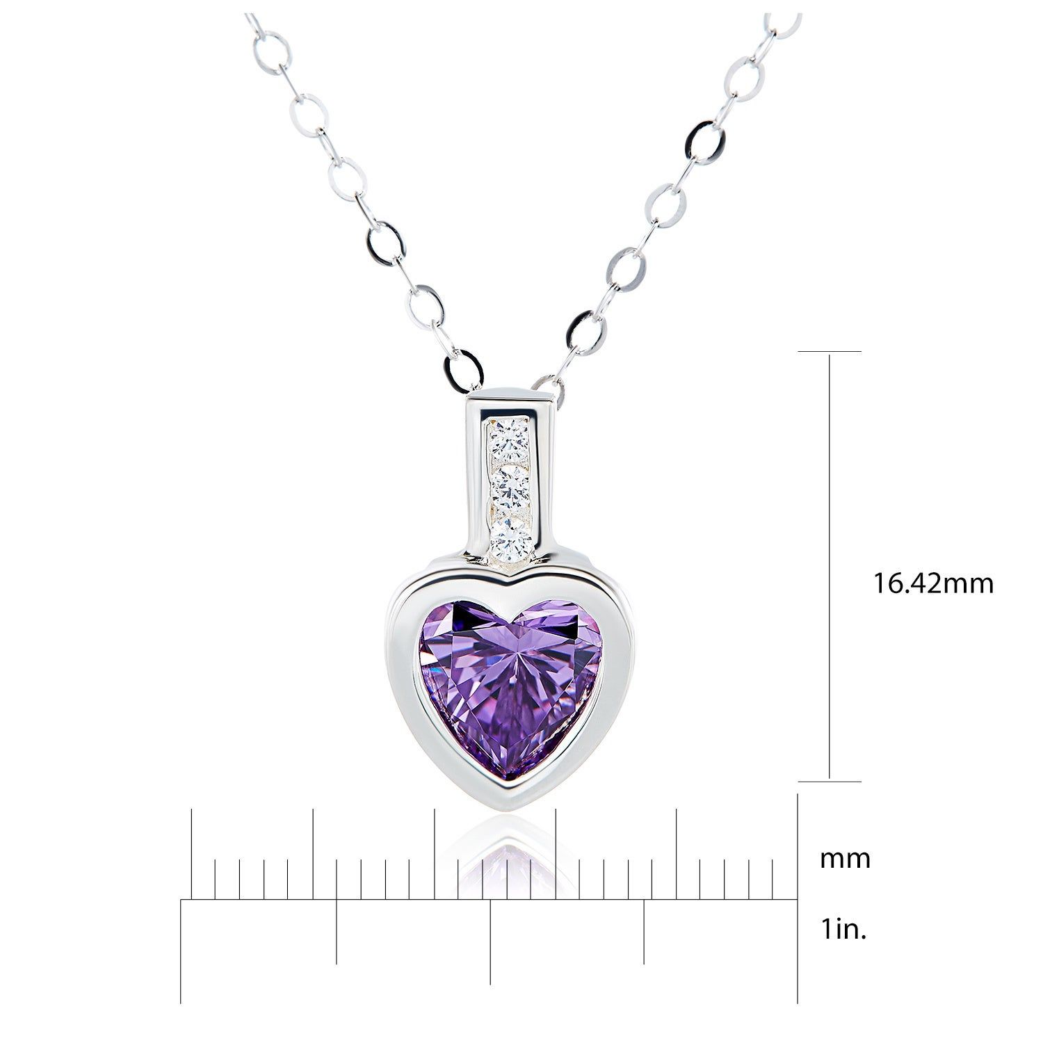 Sterling Silver Heart Swarovski Austrian Crystal Birthstone Necklace Pertaining To Current Purple February Birthstone Locket Element Necklaces (View 9 of 25)