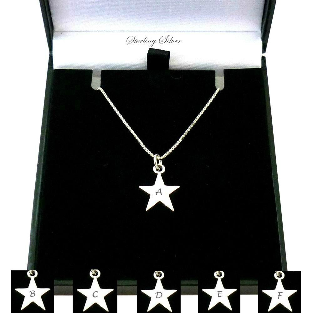 Sterling Silver Star Necklace With Letter Engraved Throughout Recent Letter Q Alphabet Locket Element Necklaces (View 22 of 26)