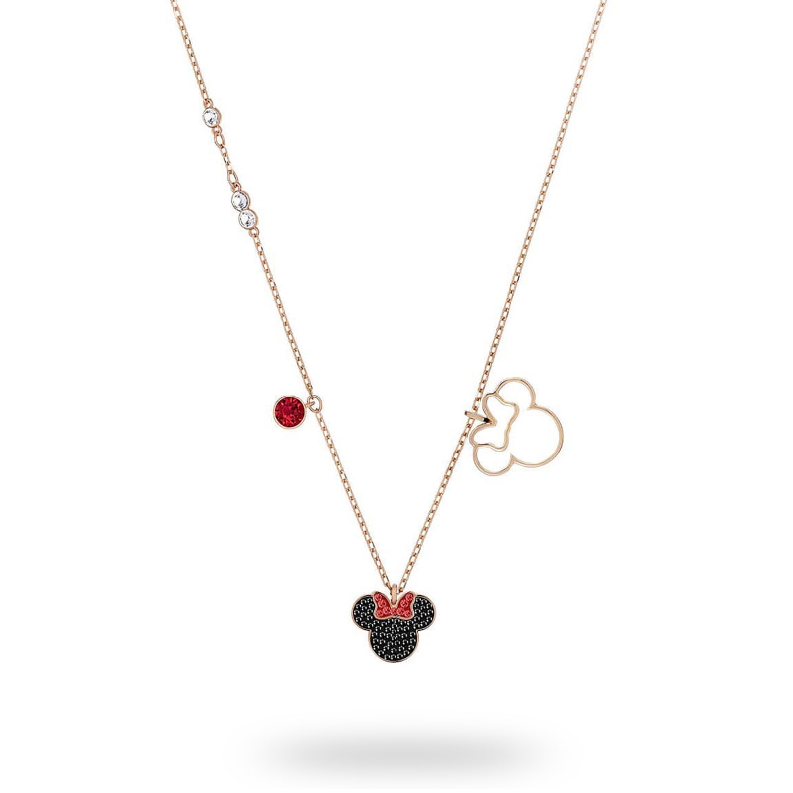 Swarovski Mickey And Minnie Rose Gold Plated Minnie Necklace With Regard To Most Current Disney Classic Mickey Pendant Necklaces (View 8 of 25)