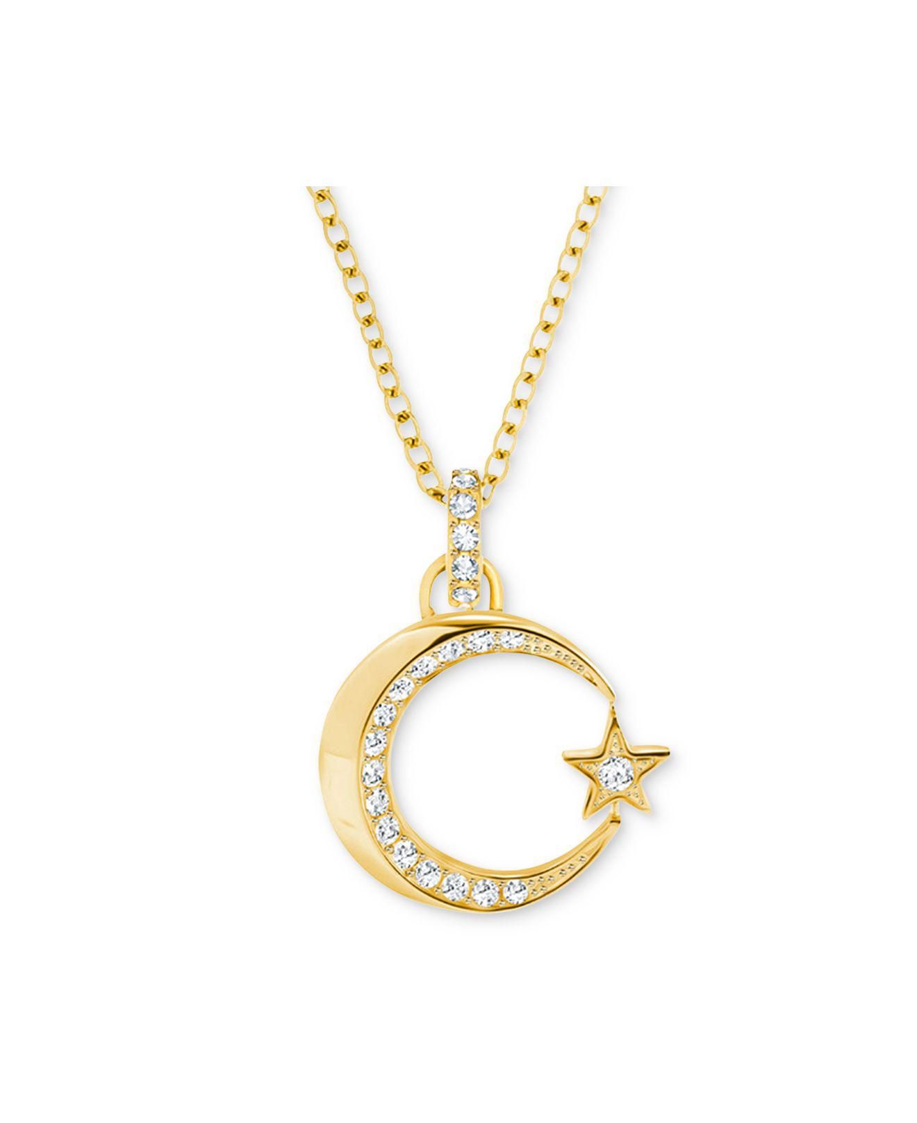 Swarovski White Crescent And Star Gold:plated Pendant : 5410959 In Best And Newest Pavé Star Locket Element Necklaces (View 4 of 25)