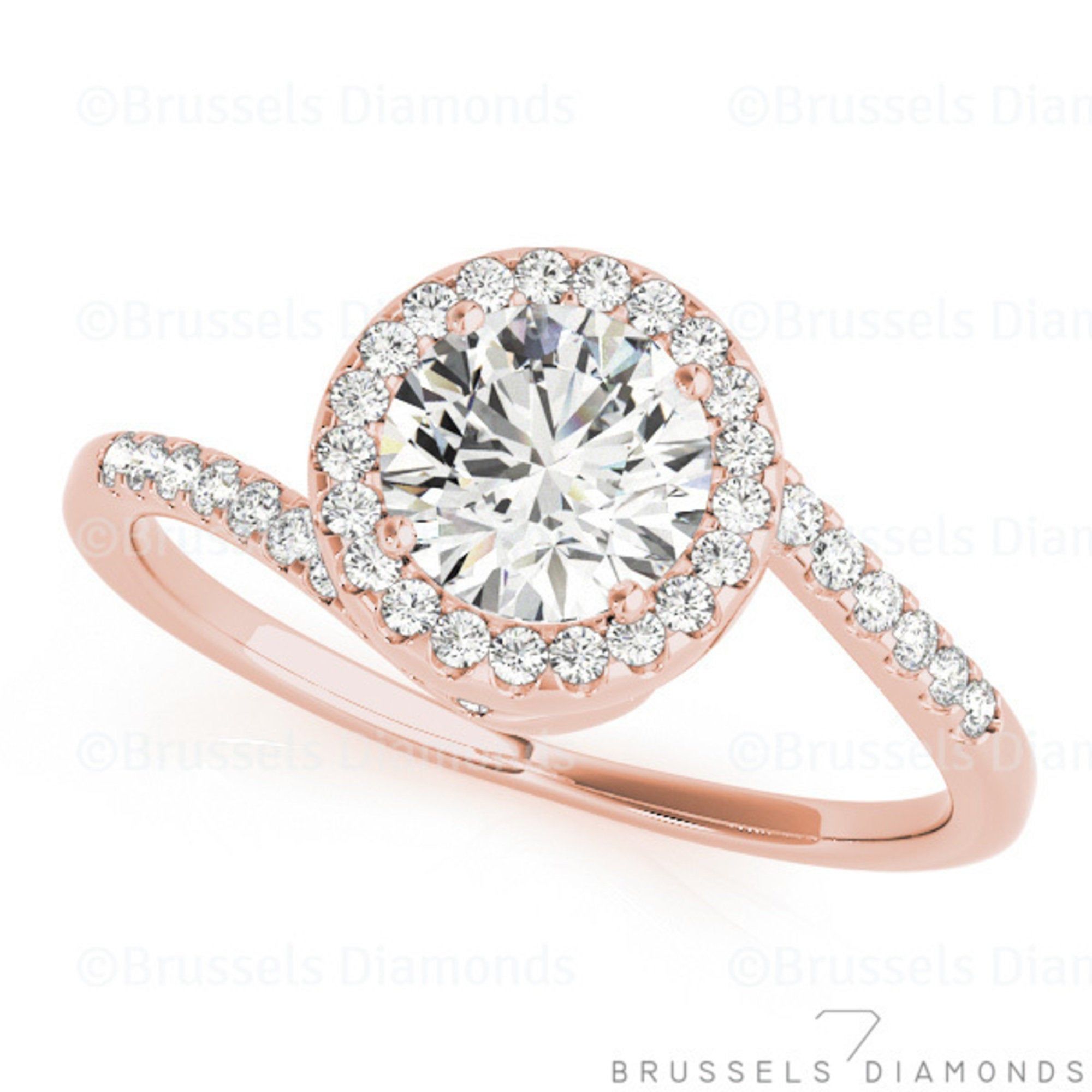 Swirl Diamond Ring, Swirl Diamond Halo Engagement Ring, 100% Natural  Diamond Engagement Ring,  (View 24 of 25)