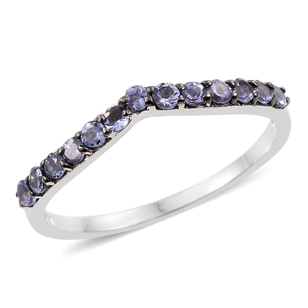 Tanzanite Platinum Over Sterling Silver Wishbone Ring (size 9.0) Tgw 0.63  Cts (View 21 of 25)