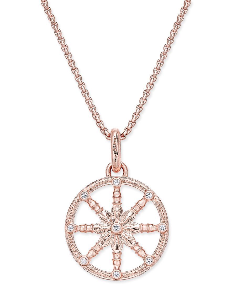 Thomas Sabo Karma Beads Cubic Zirconia Pave Wheel Of Karma Pendant Intended For Best And Newest Pavé Locket Element Necklaces (View 15 of 25)