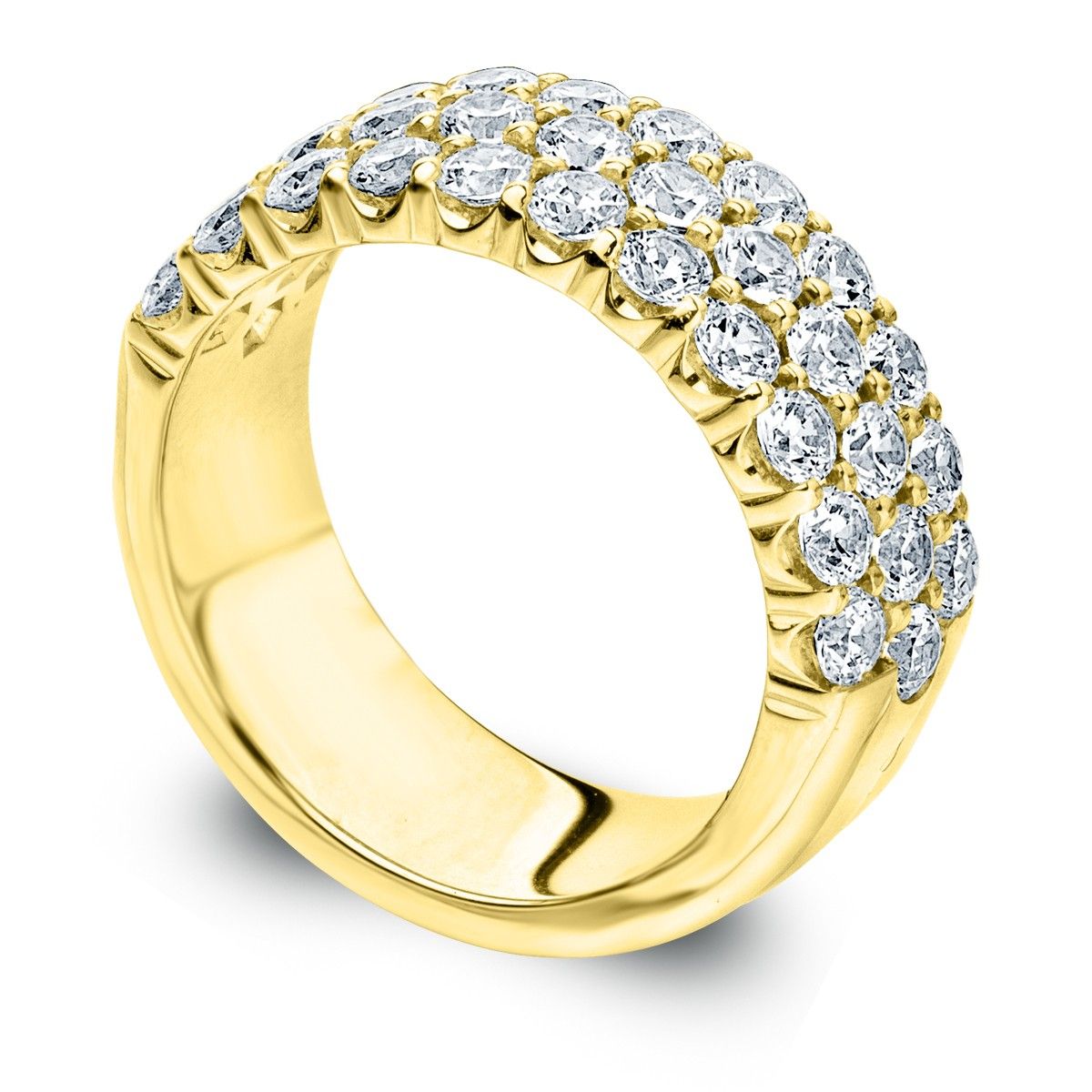 Three Row Diamond Ring Pertaining To Latest Princess Cut And Round Diamond Three Row Anniversary Bands In White Gold (View 15 of 25)