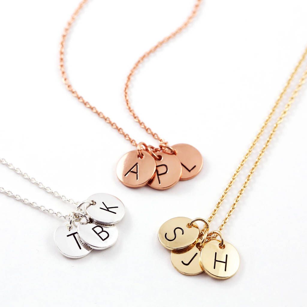 Triple Letter Disc Necklace Pertaining To Current Letter Y Alphabet Locket Element Necklaces (View 15 of 25)