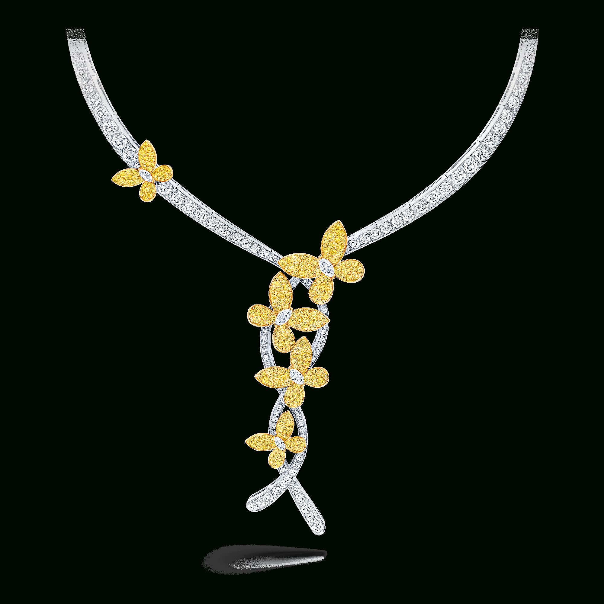 Triple Pavé Butterfly Necklace, Yellow And White Diamond | Graff Intended For Recent Pavé Butterfly Pendant Necklaces (View 23 of 25)