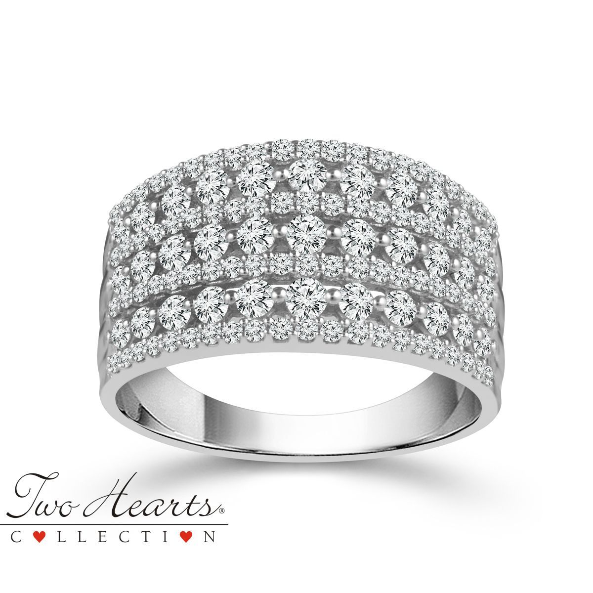 Two Hearts® 7 Row Diamond Anniversary Band In White Gold, 1ctw Inside Newest Diamond Seven Row Anniversary Rings In White Gold (View 4 of 25)