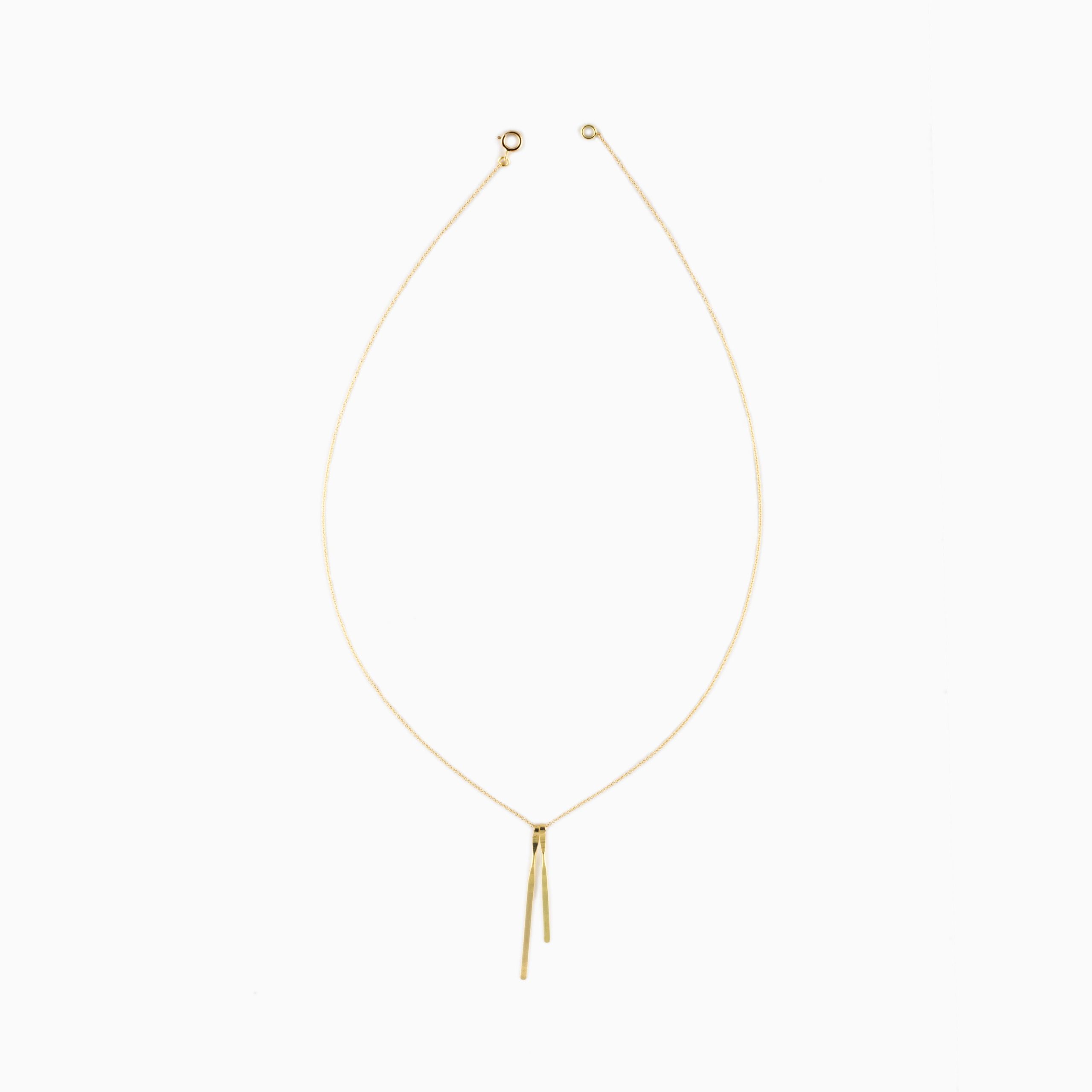 Two Line Necklace And Chain In 18 Carat Yellow Gold For Latest Geometric Lines Necklaces (View 9 of 25)