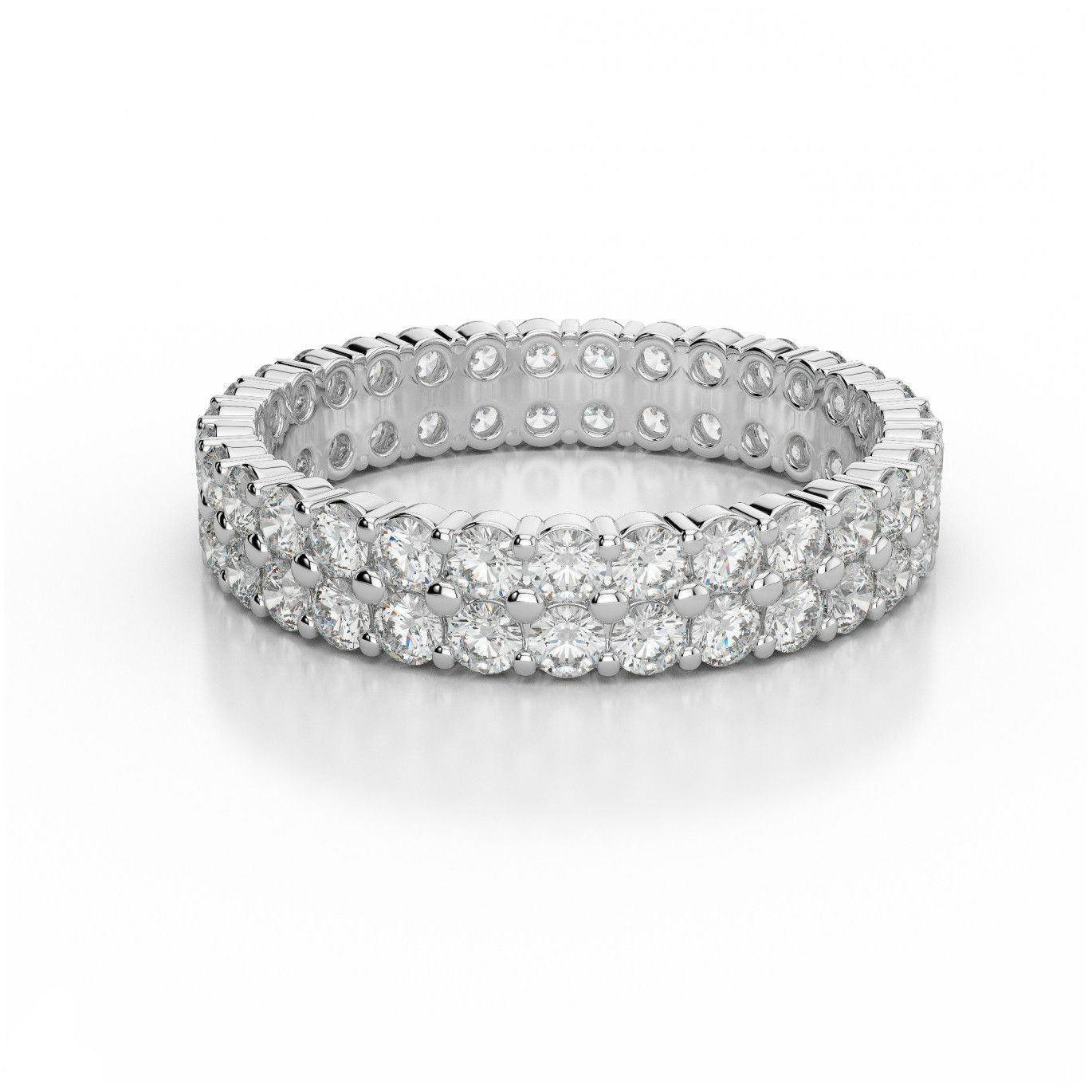Two Row Diamond Eternity Band 14k White Gold – Diamond With Recent Diamond Two Row Anniversary Rings In Gold (View 11 of 25)
