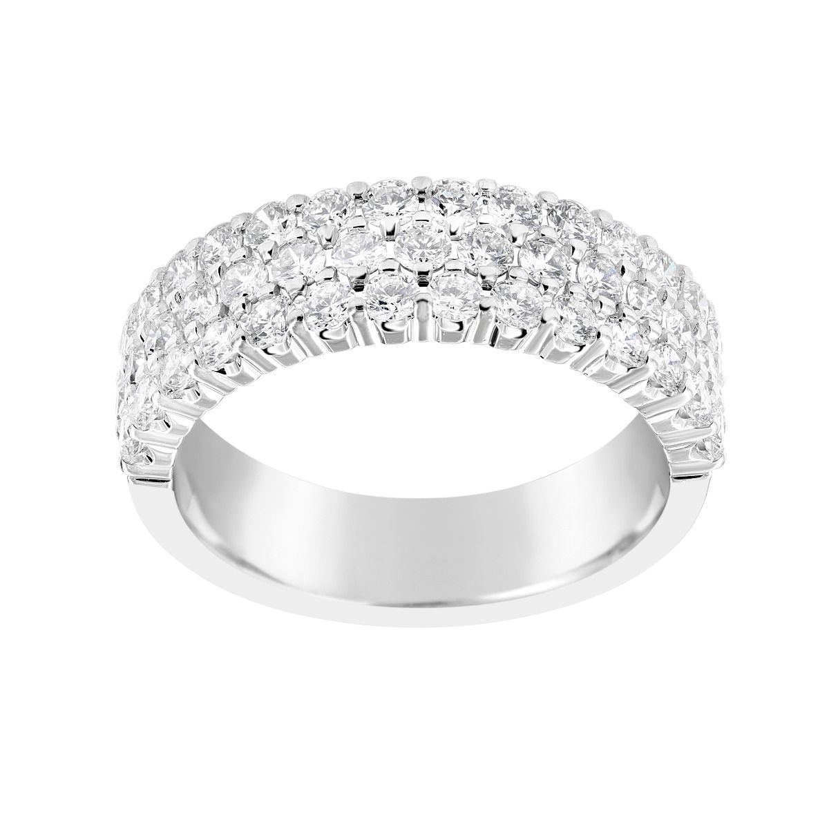 Twolondon 14k White Gold Three Row Diamond Anniversary Band For Newest Diamond Three Row Anniversary Bands In Gold (View 5 of 25)