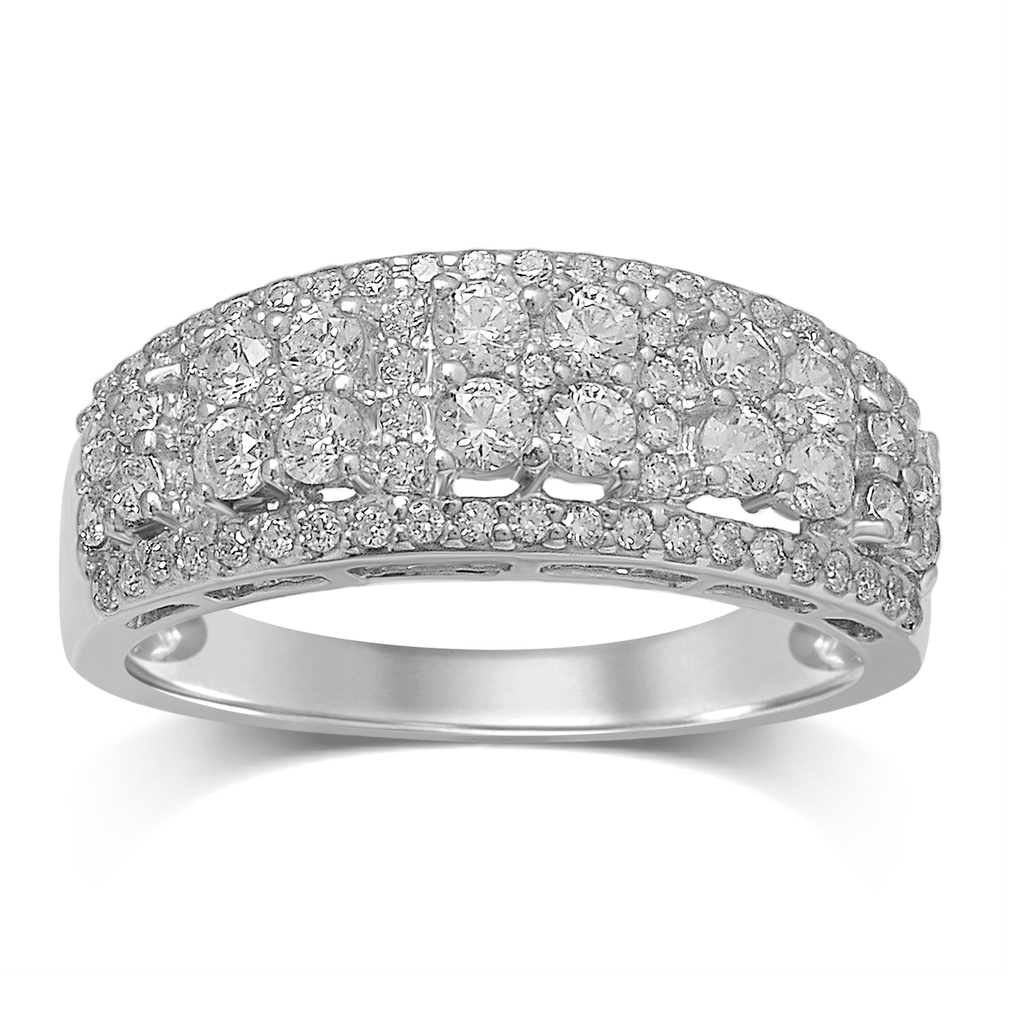 Unending Love 10k White Gold 1 Cttw White Diamond Women's Band Pertaining To Current Diamond Linear Anniversary Bands In White Gold (View 10 of 25)